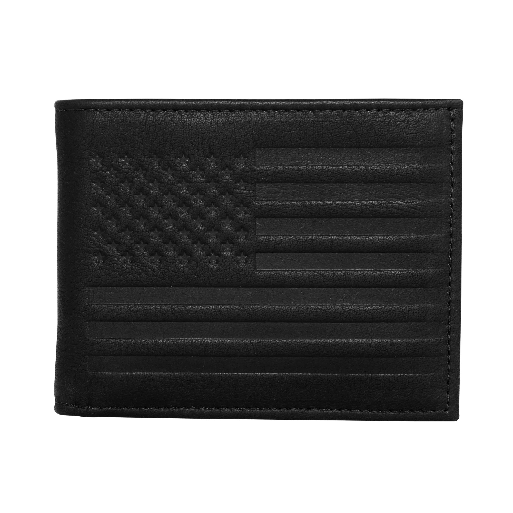 Carry-It-All Bifold Men's Leather Wallet (American Flag optional)