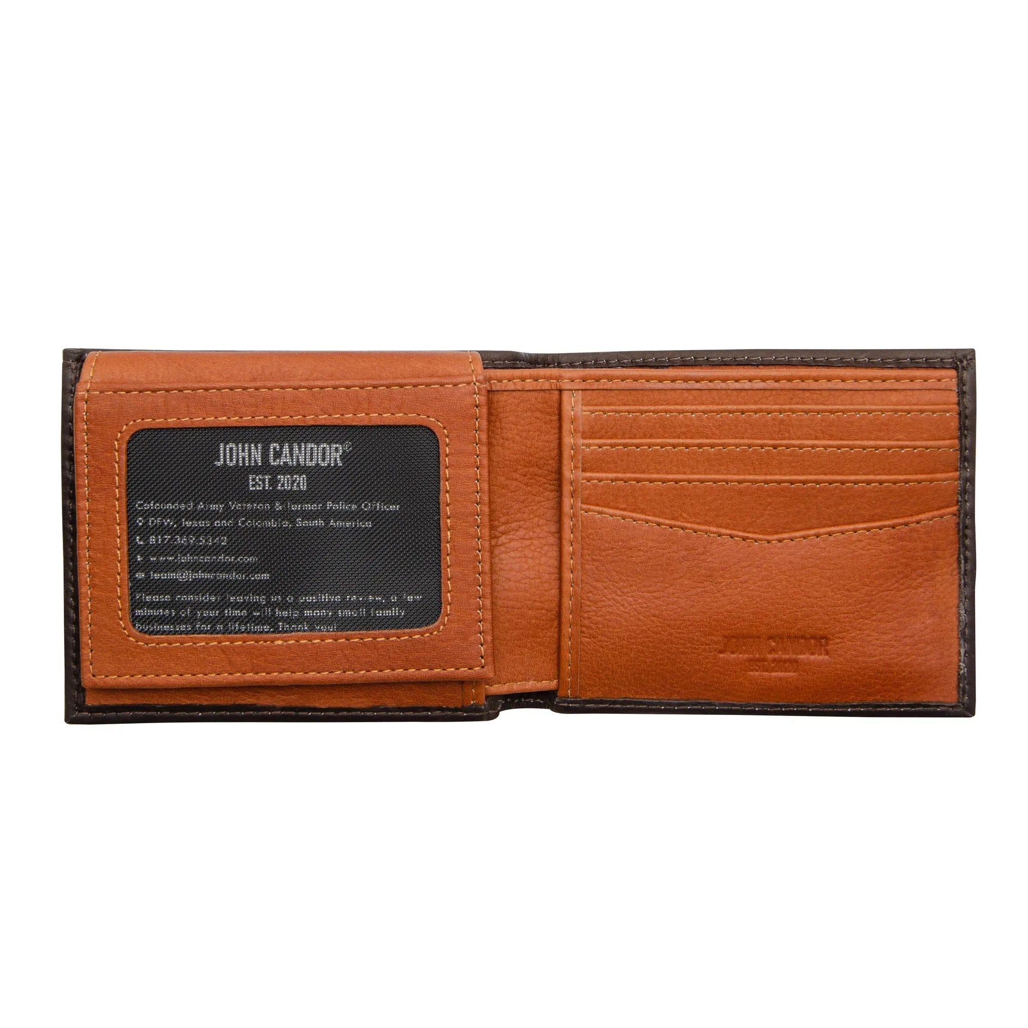 Carry-It-All Bifold Men's Leather Wallet (American Flag optional)