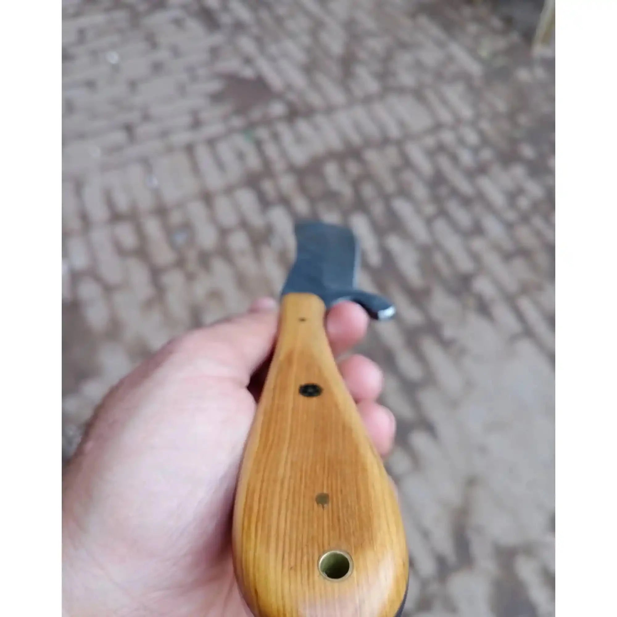 Bull Cutter Knife Damascus Blade Wooden Handle Fixed Blade