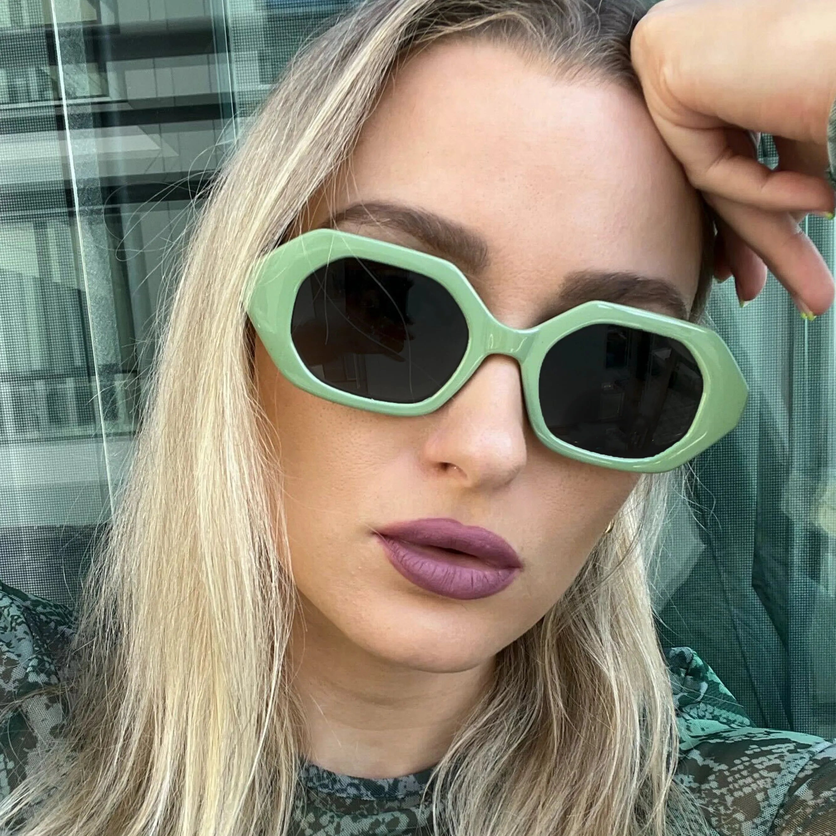 Geometric Unisex Sunglasses - Green