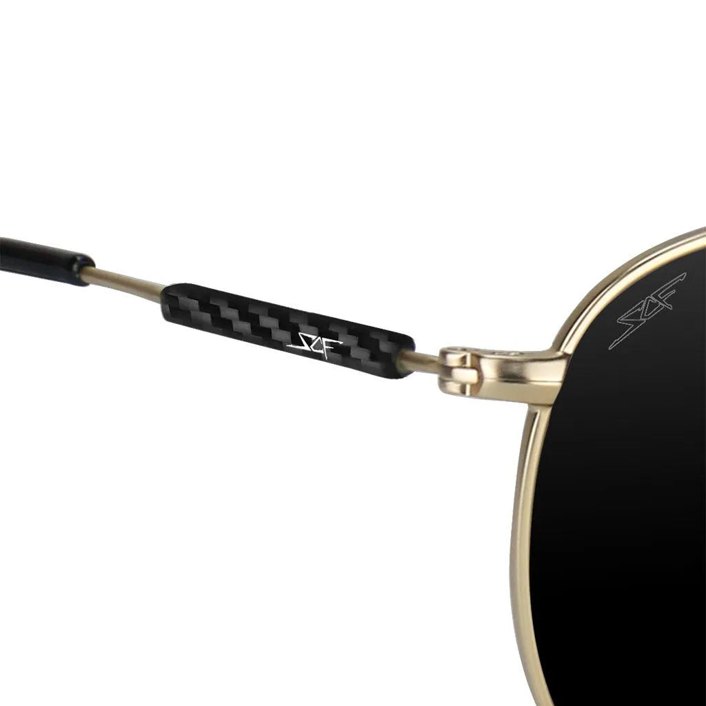 CAPTAIN Real Carbon Fiber Sunglasses (Polarized Lens | Carbon Fiber Temples | Gold)