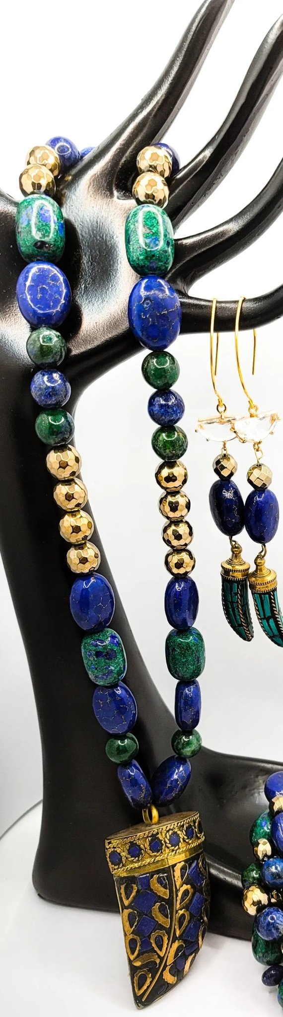 Chrysocolla and Lapis Lazuli Gemstone Jewelry Set