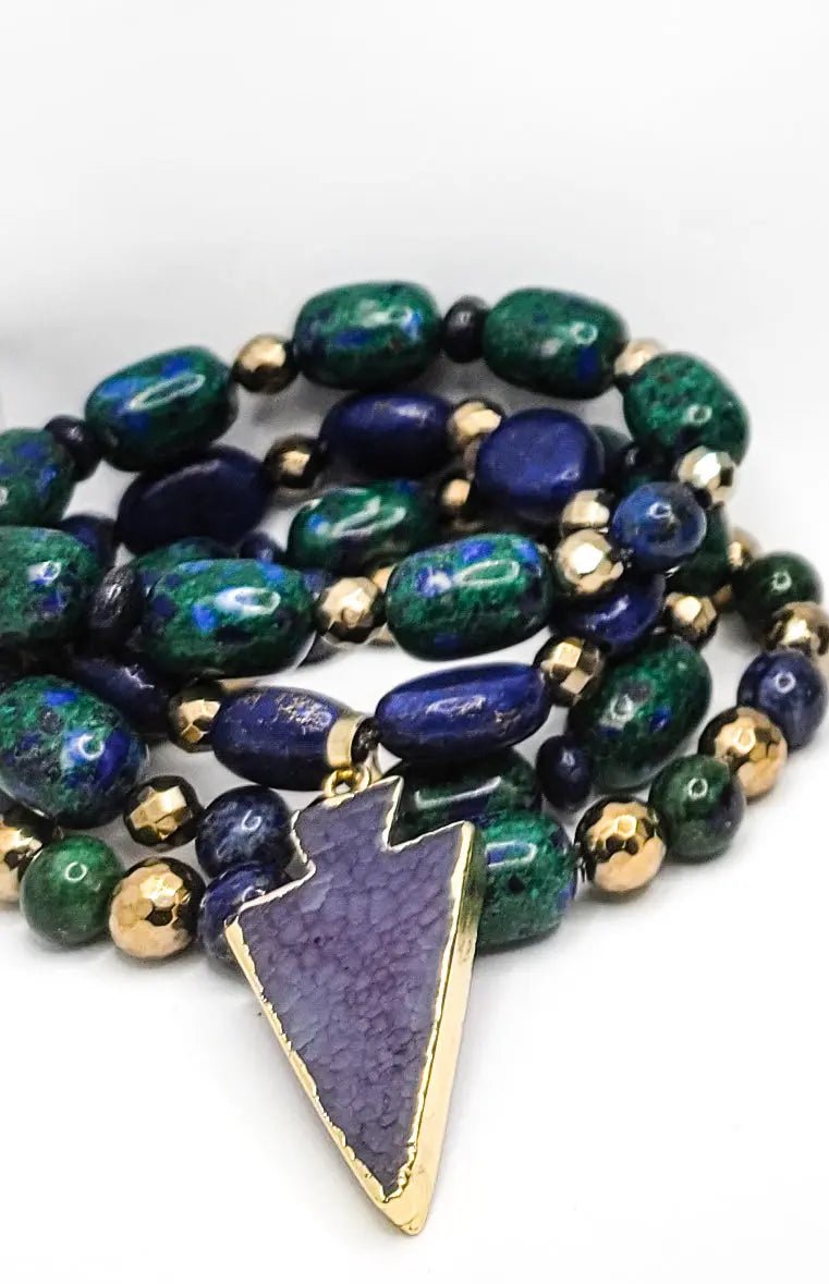 Chrysocolla and Lapis Lazuli Gemstone Jewelry Set