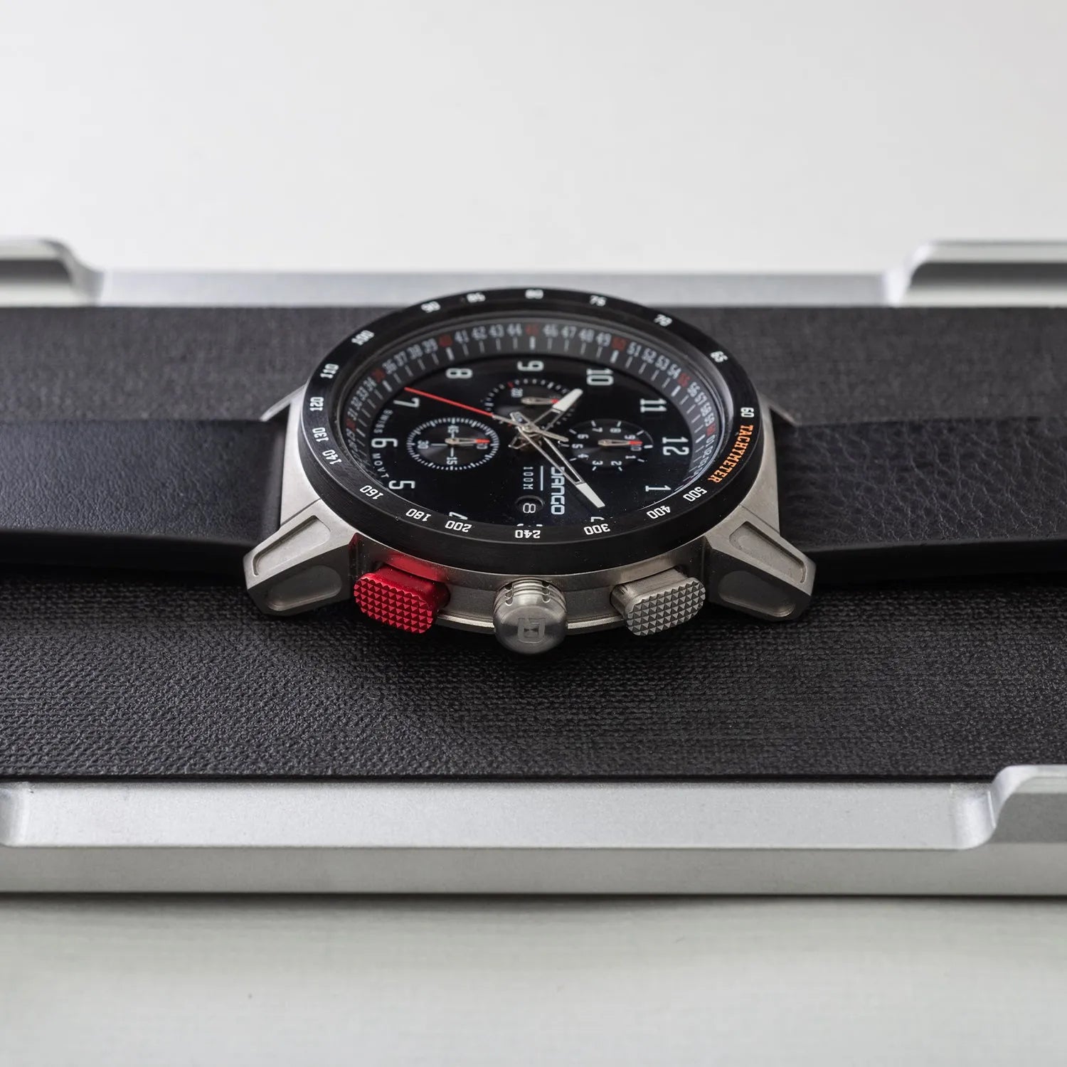 CR-01 - Chrono Men's Watch with Italian Leather Strap - Jet Black