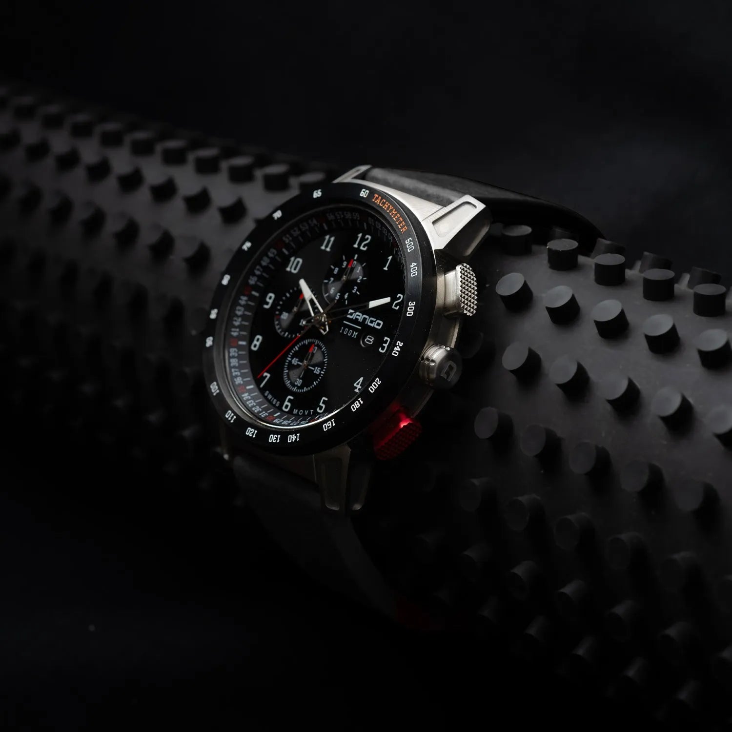 CR-01 - Chrono Men's Watch with Italian Leather Strap - Jet Black