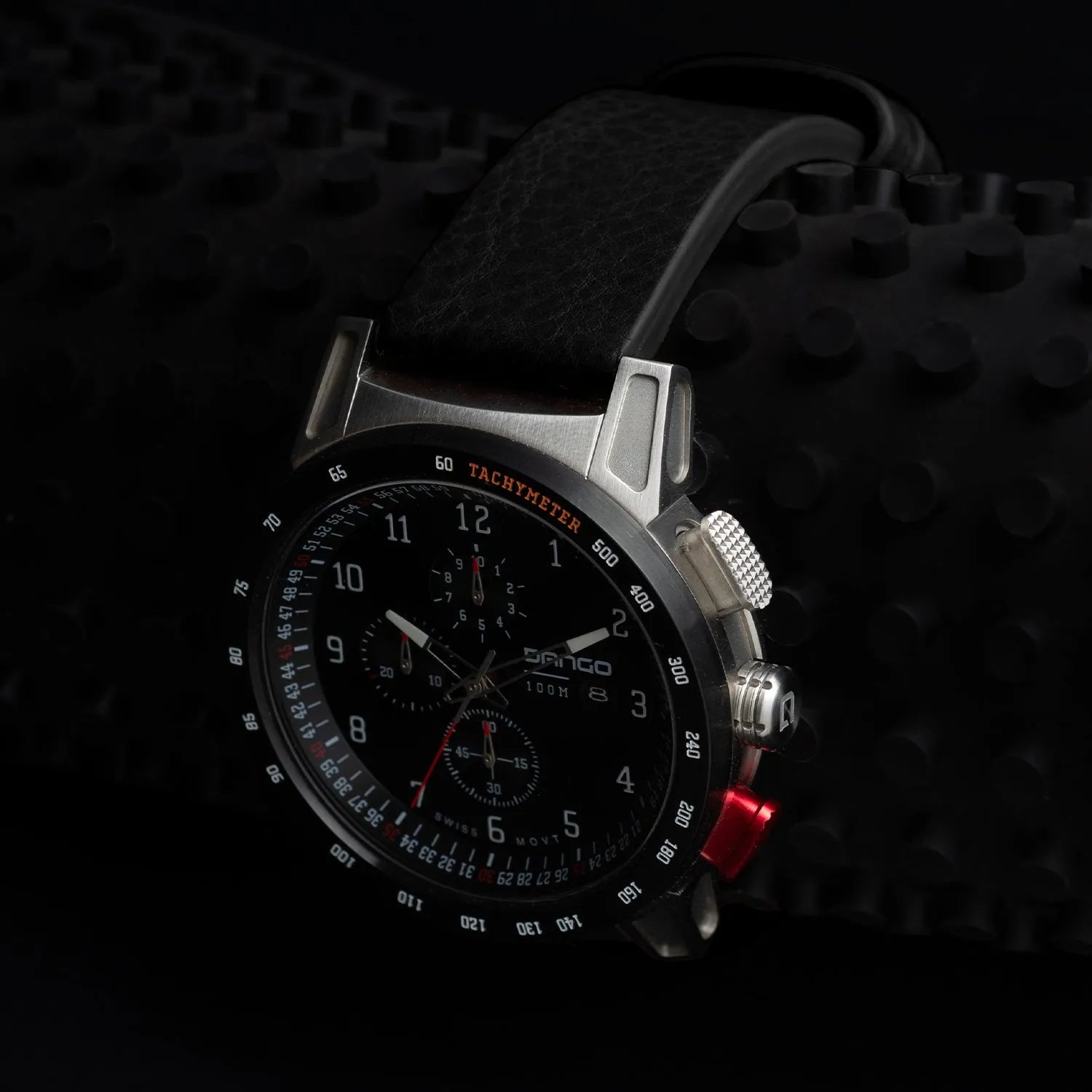 CR-01 - Chrono Men's Watch with Italian Leather Strap - Jet Black