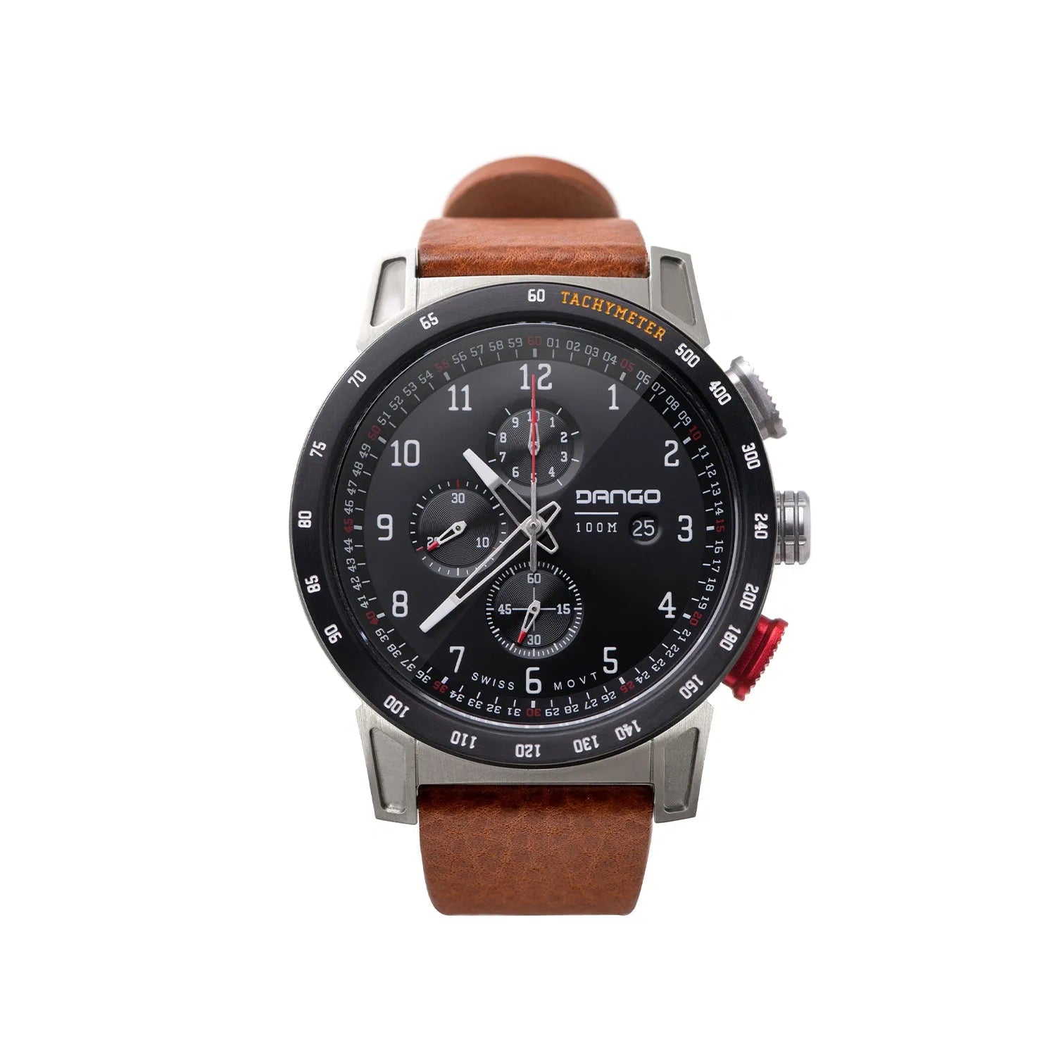 CR-01 - Chrono Men's Watch with Italian Leather Strap - Whiskey Brown