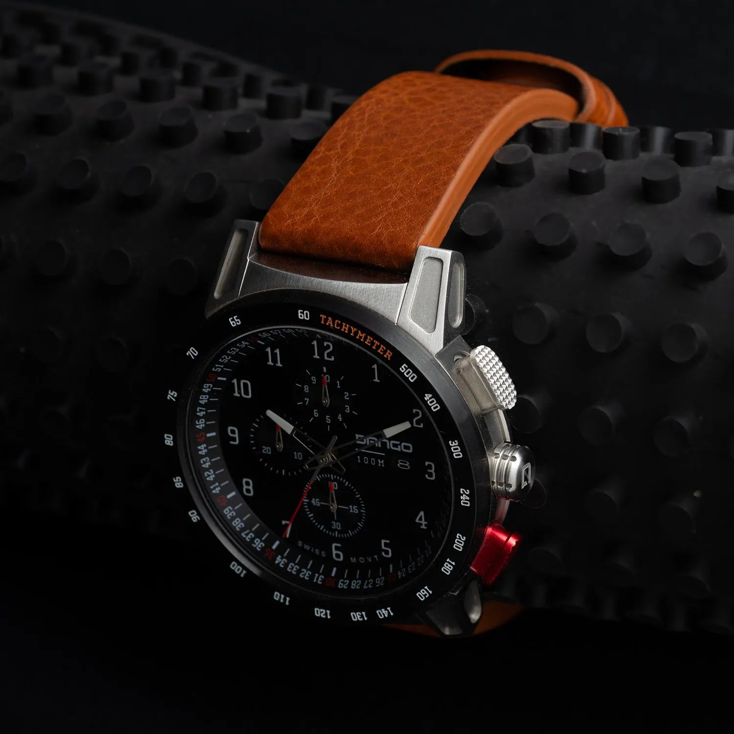 CR-01 - Chrono Men's Watch with Italian Leather Strap - Whiskey Brown
