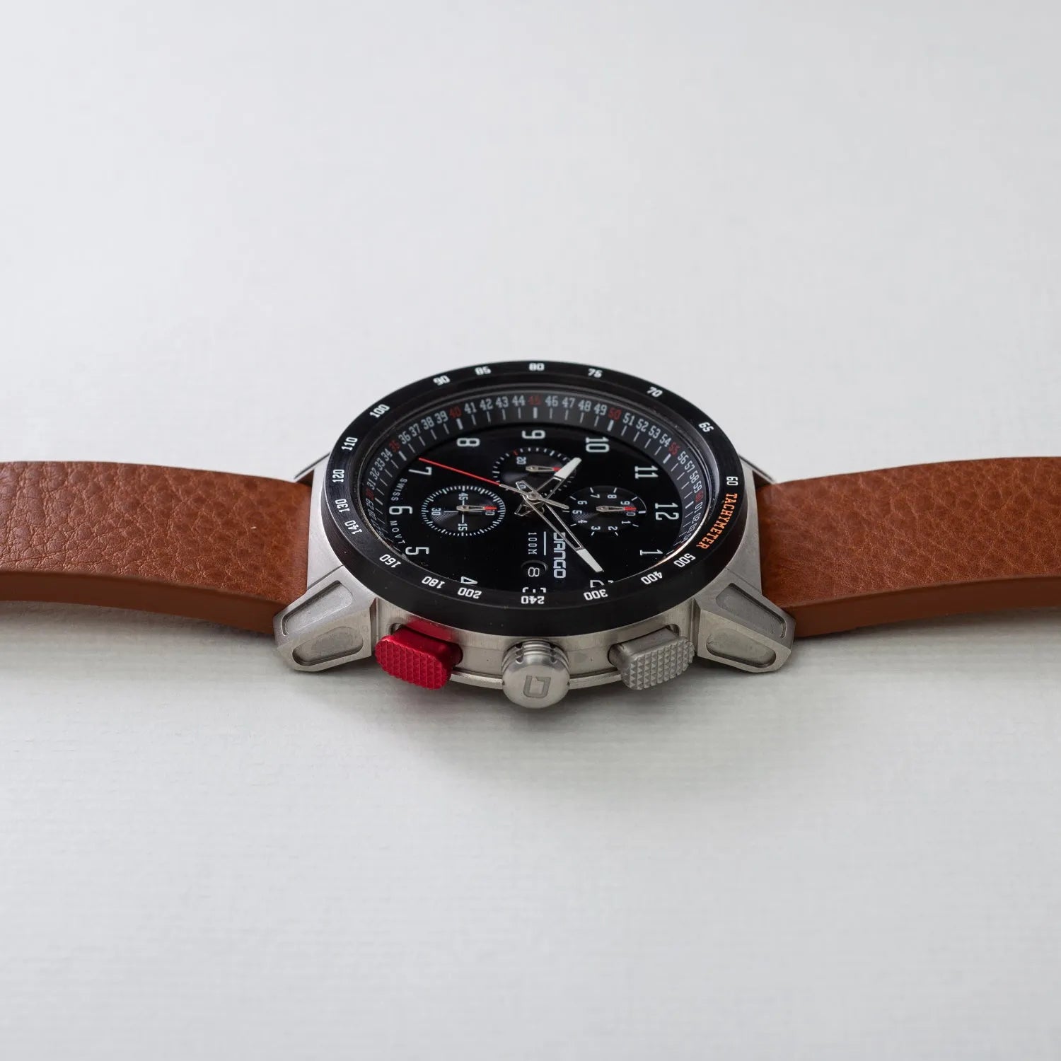 CR-01 - Chrono Men's Watch with Italian Leather Strap - Whiskey Brown