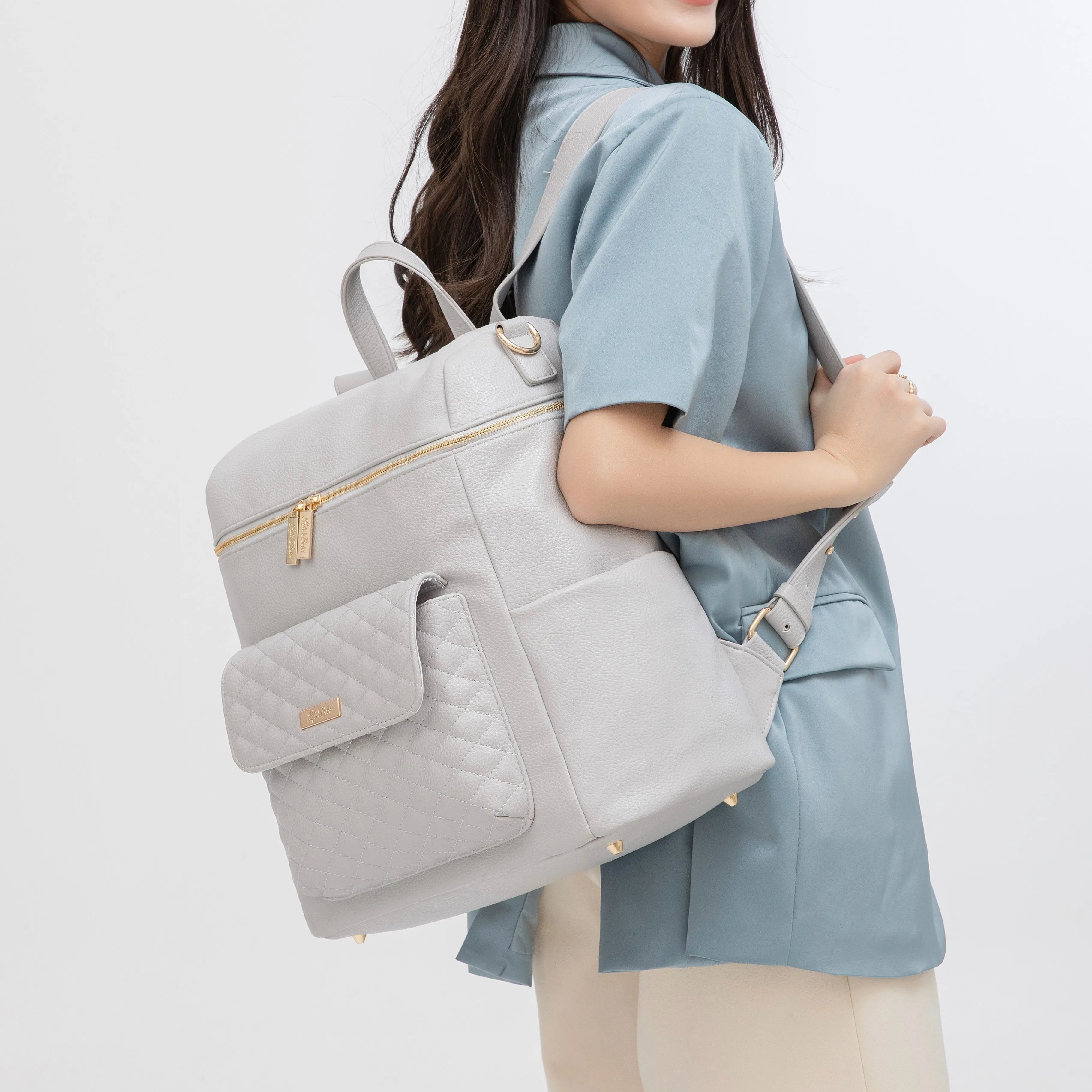 Monaco Backpack Diaper Bag | Stone Grey