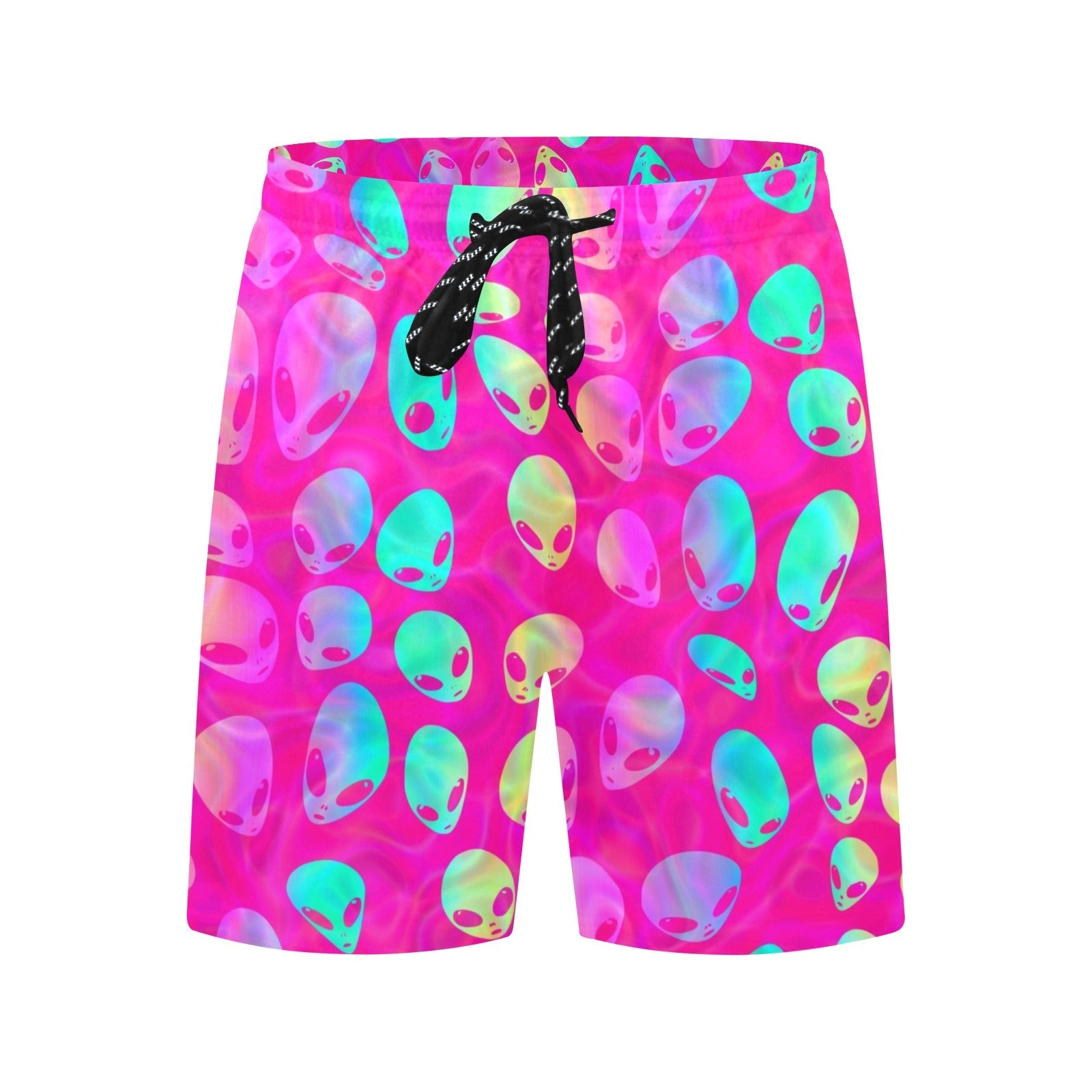 Pink Alien Vapor Glitch Swim Shorts