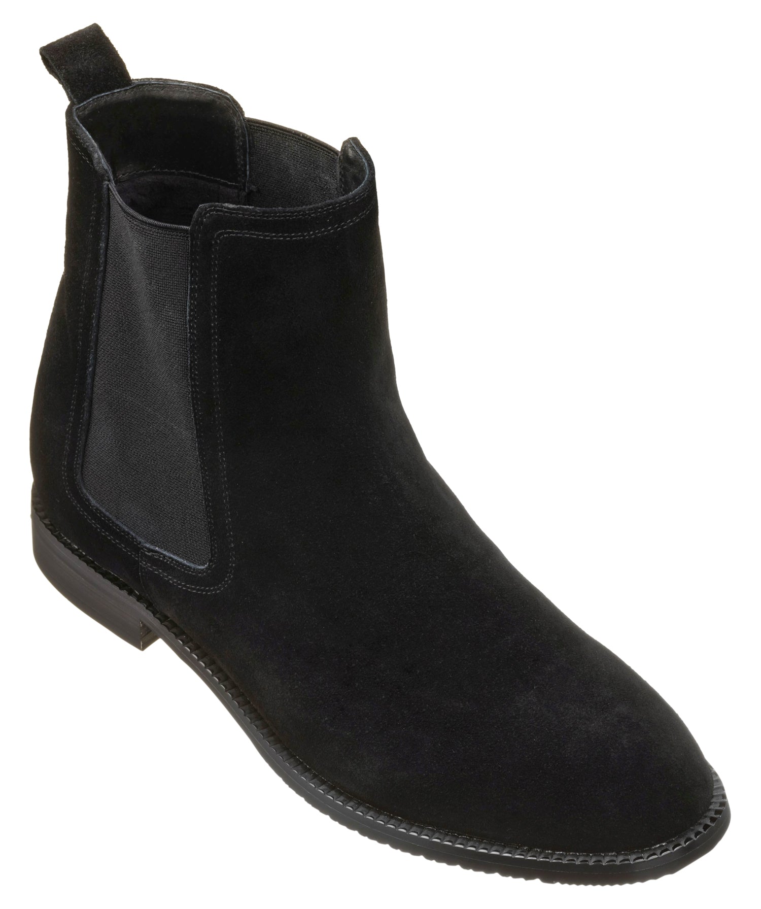K33090 - 2.9 Inches Taller (Black) - Suede Chelsea Men's Boot