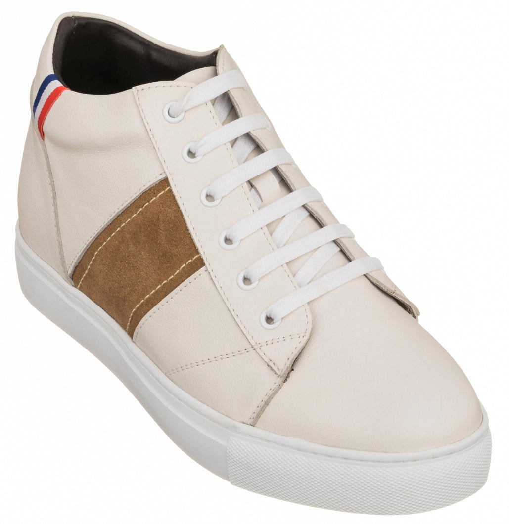 K53101 - Men's Shoes 2.8 Inches Taller (Beige White)