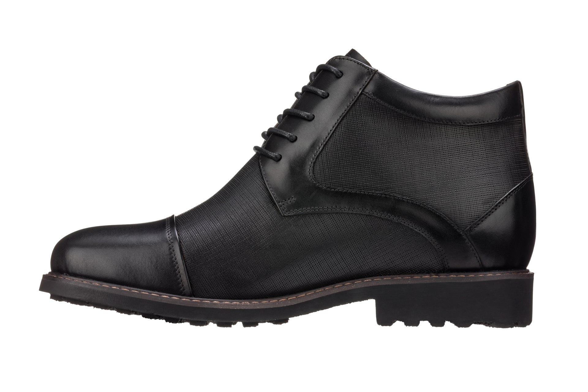 Y41088 - 3.2 Inches Black Leather Men's Boots