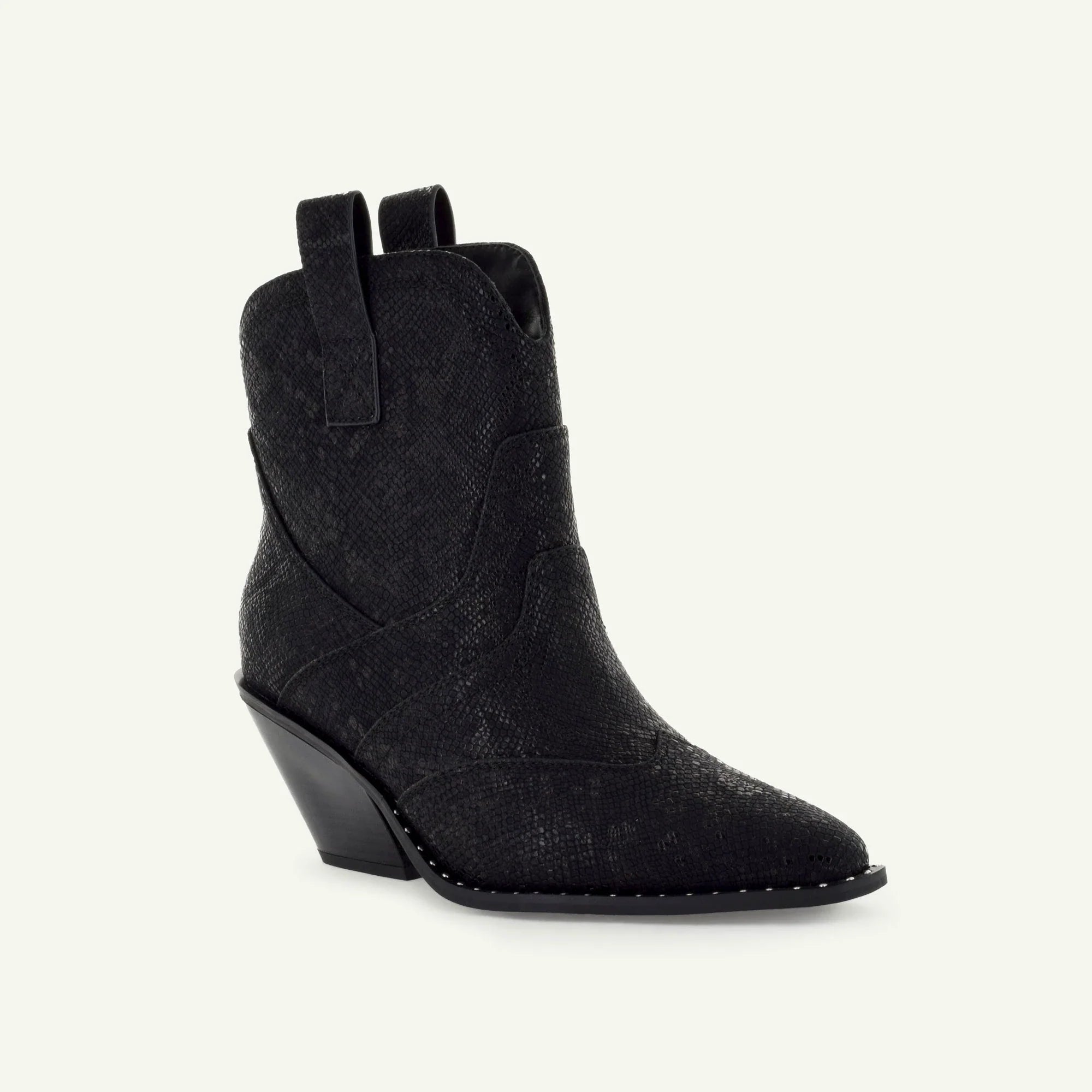 Isabel: Western Bootie - Black Snake