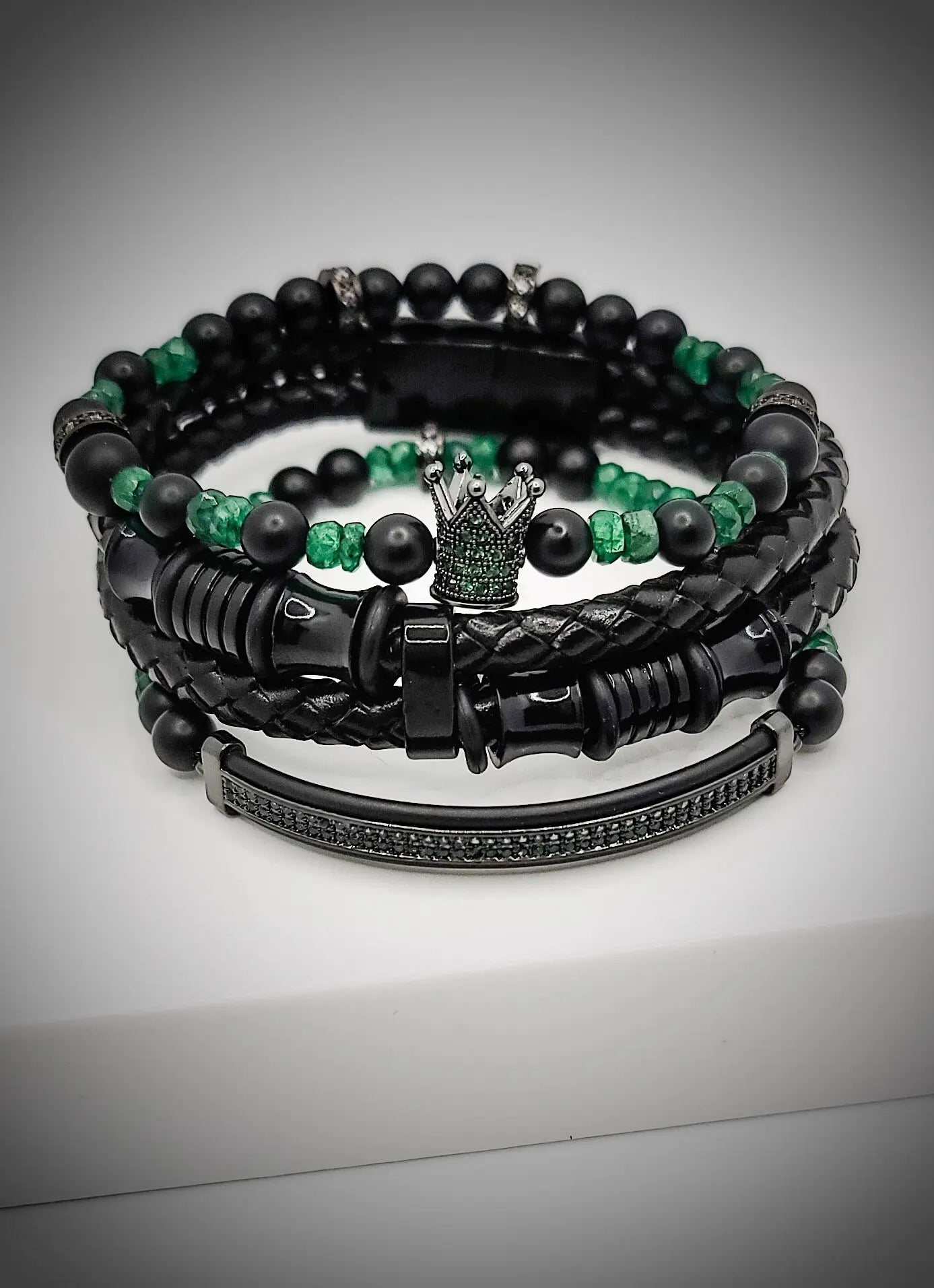 Emerald Stone Bracelet Set