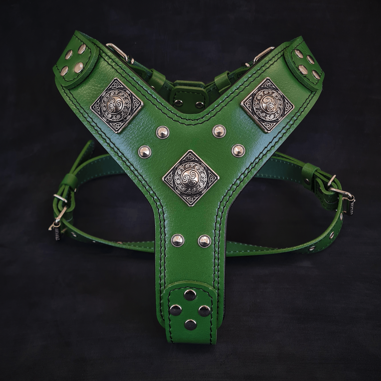 The "Eros" Dog Harness. Green