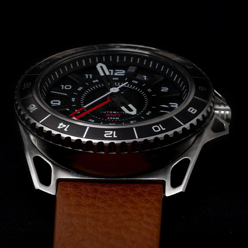 GMT-01 - Automatic Gmt Men's Watch with Italian Leather Strap