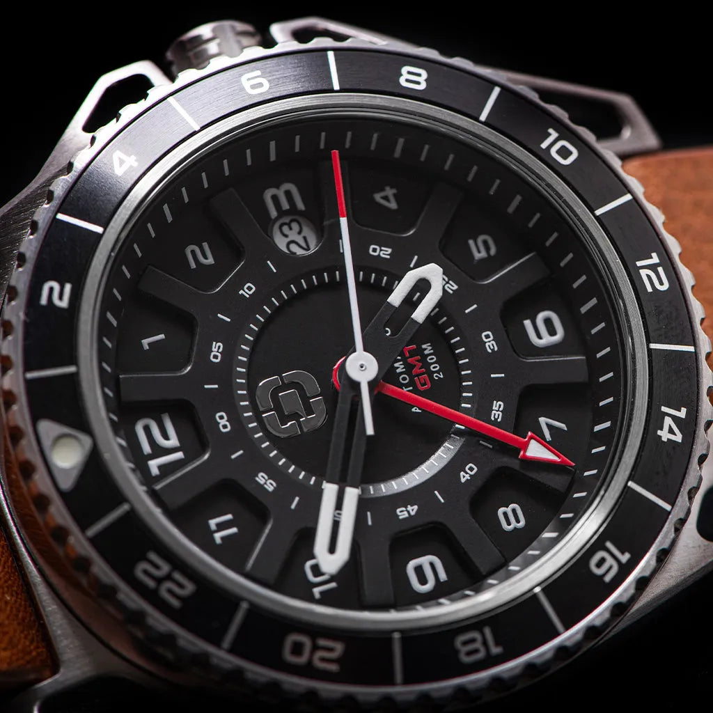 GMT-01 - Automatic Gmt Men's Watch with Italian Leather Strap