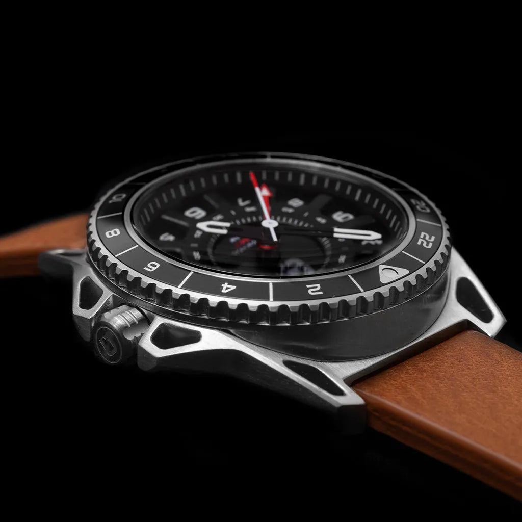 GMT-01 - Automatic Gmt Men's Watch with Italian Leather Strap