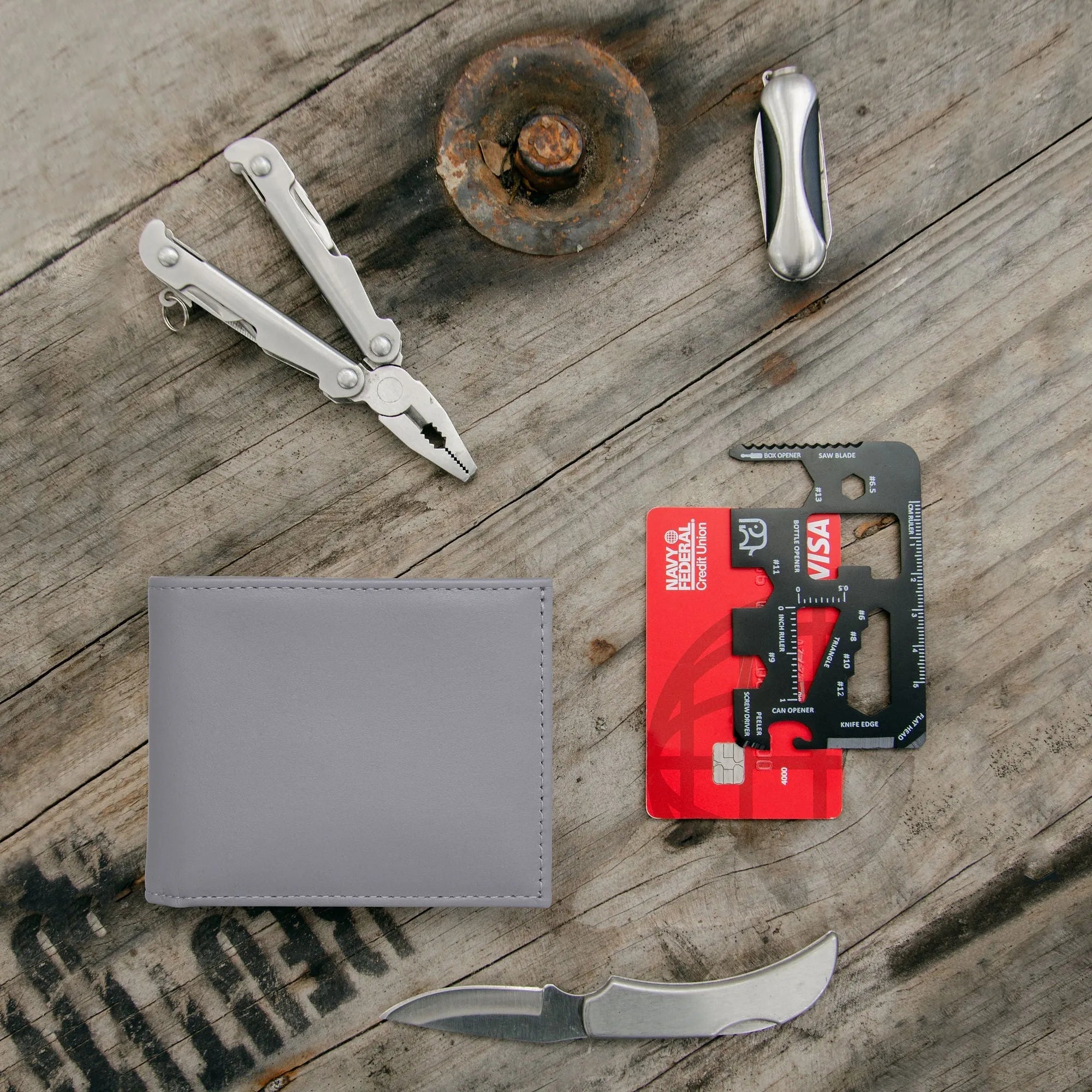 Carry-It-All Bifold Men's Leather Wallet (American Flag optional)