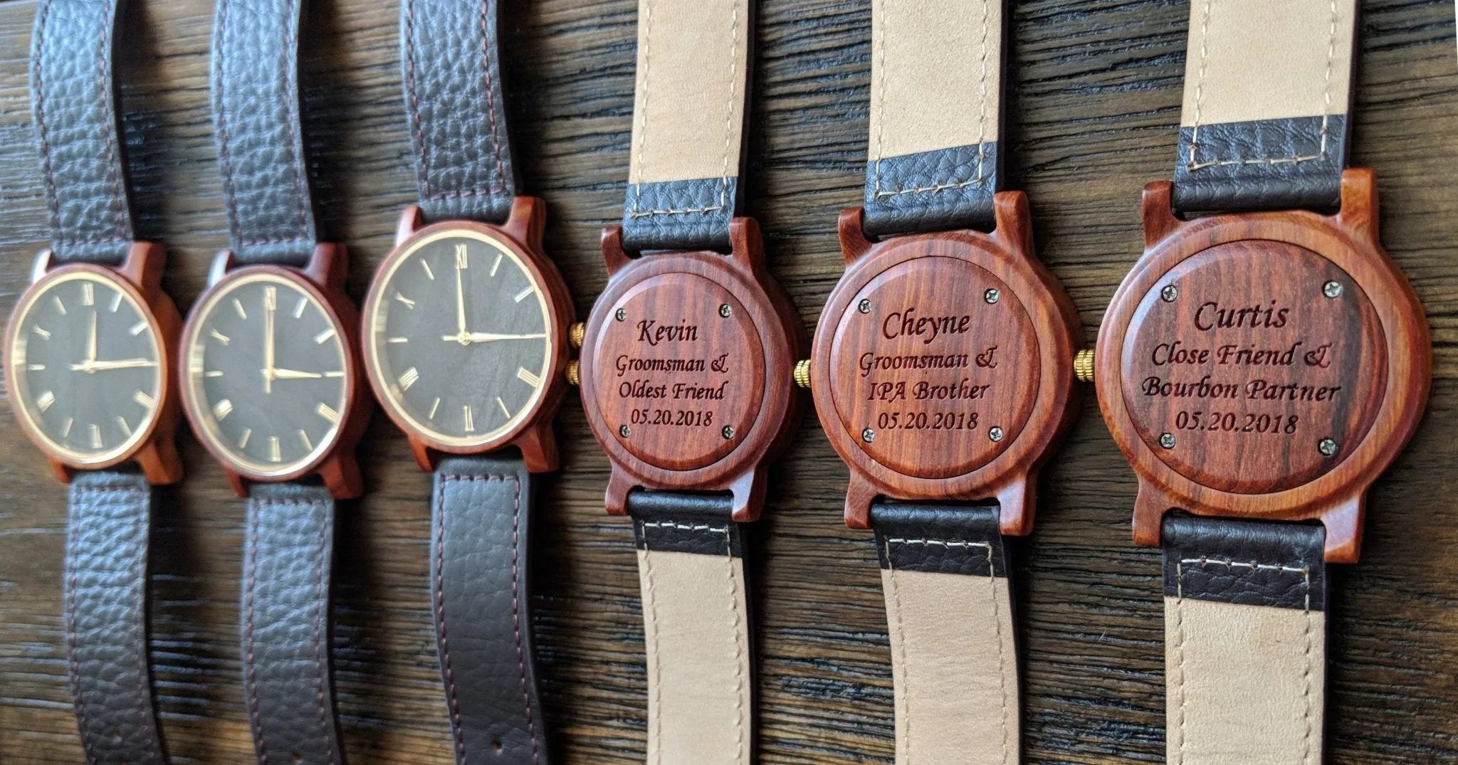 Groomsmen Set Of 4 Wooden Men's Watches Red Arce