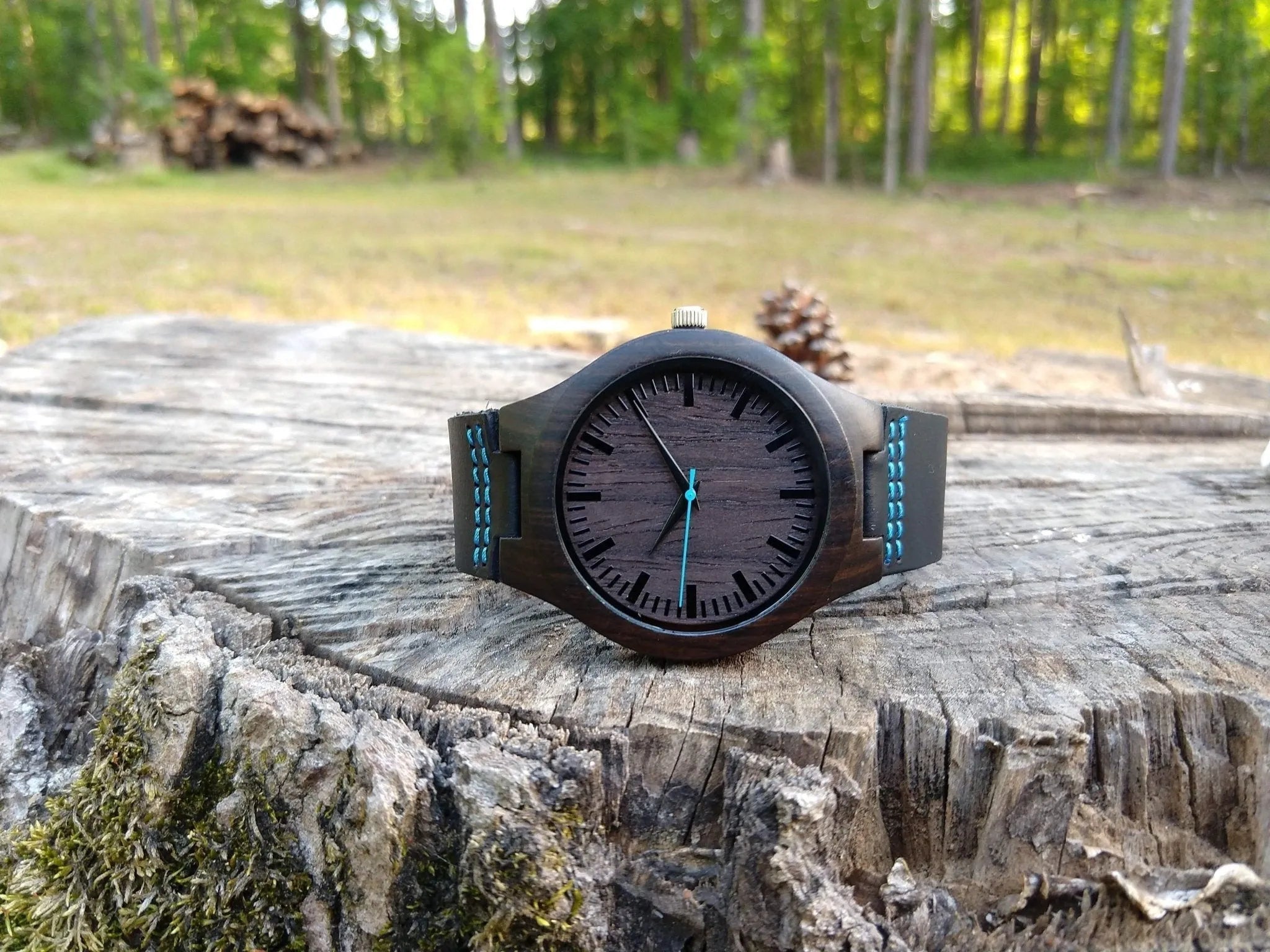 Groomsmen Set Of 7 Wooden Men's Watches - Blue Energico