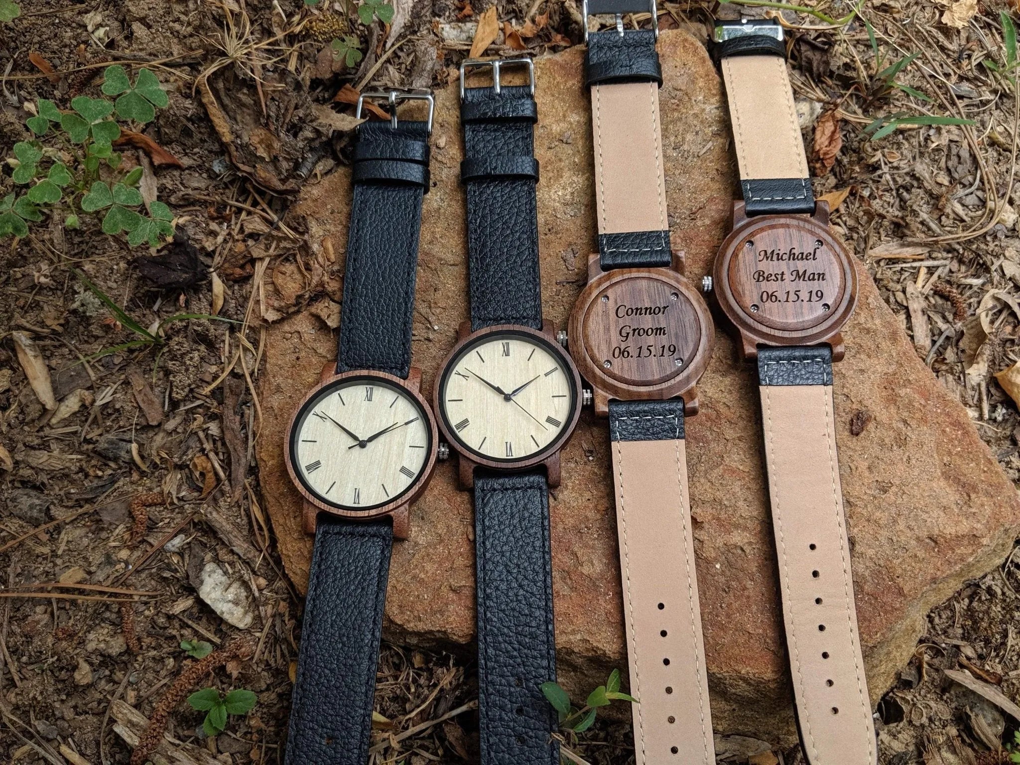 Groomsmen Set Of 7 Wooden Men's Watches Walnut Arce