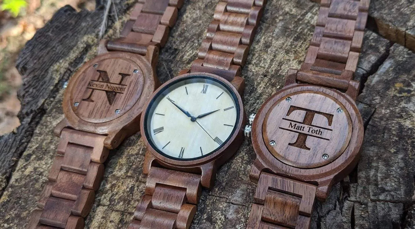 Groomsmen Set Of 8 Wooden Men's Watches - Walnut Arce