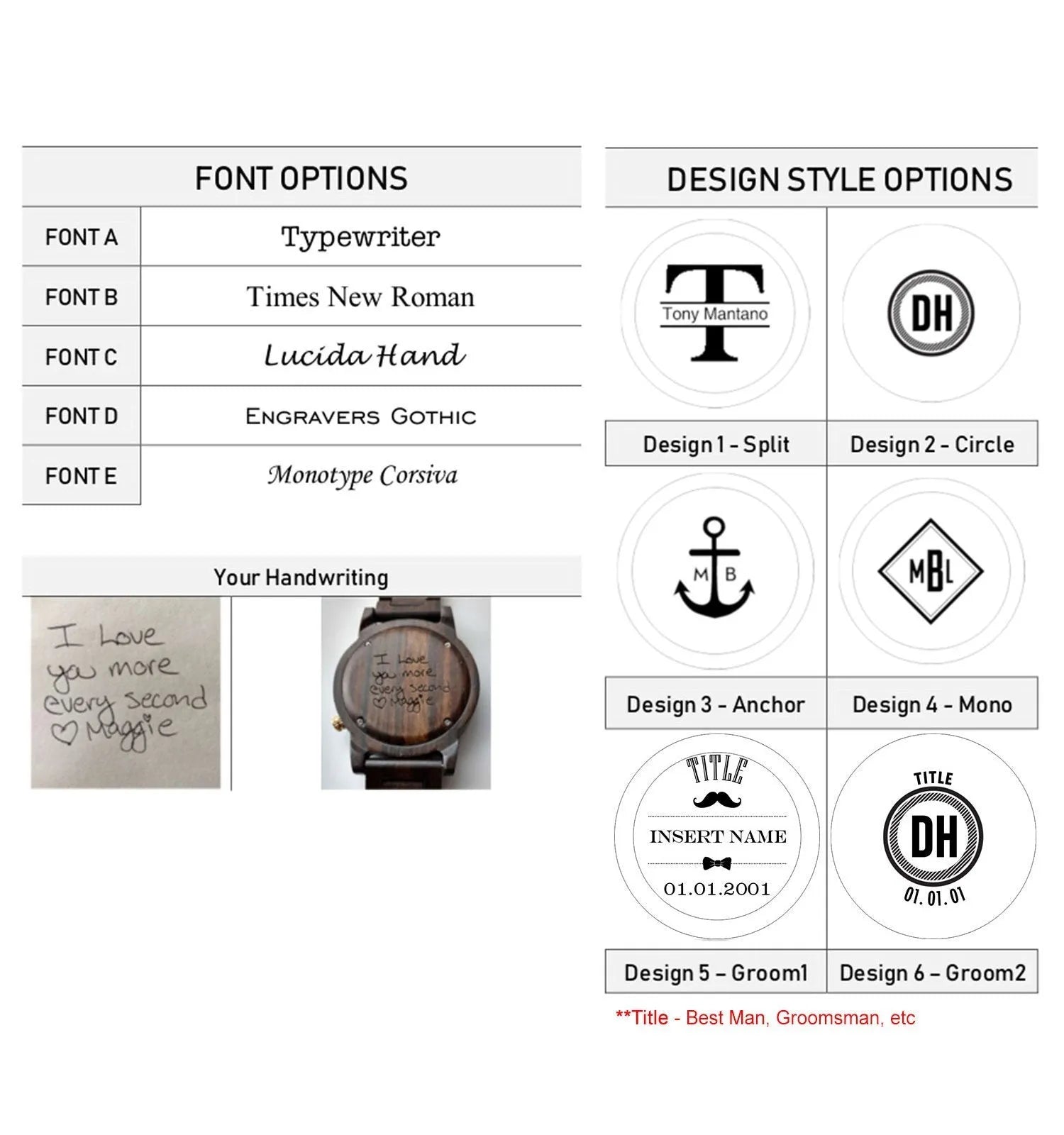 Men's Groomsmen Set of 9 Wooden Pocket Watch | Clasico