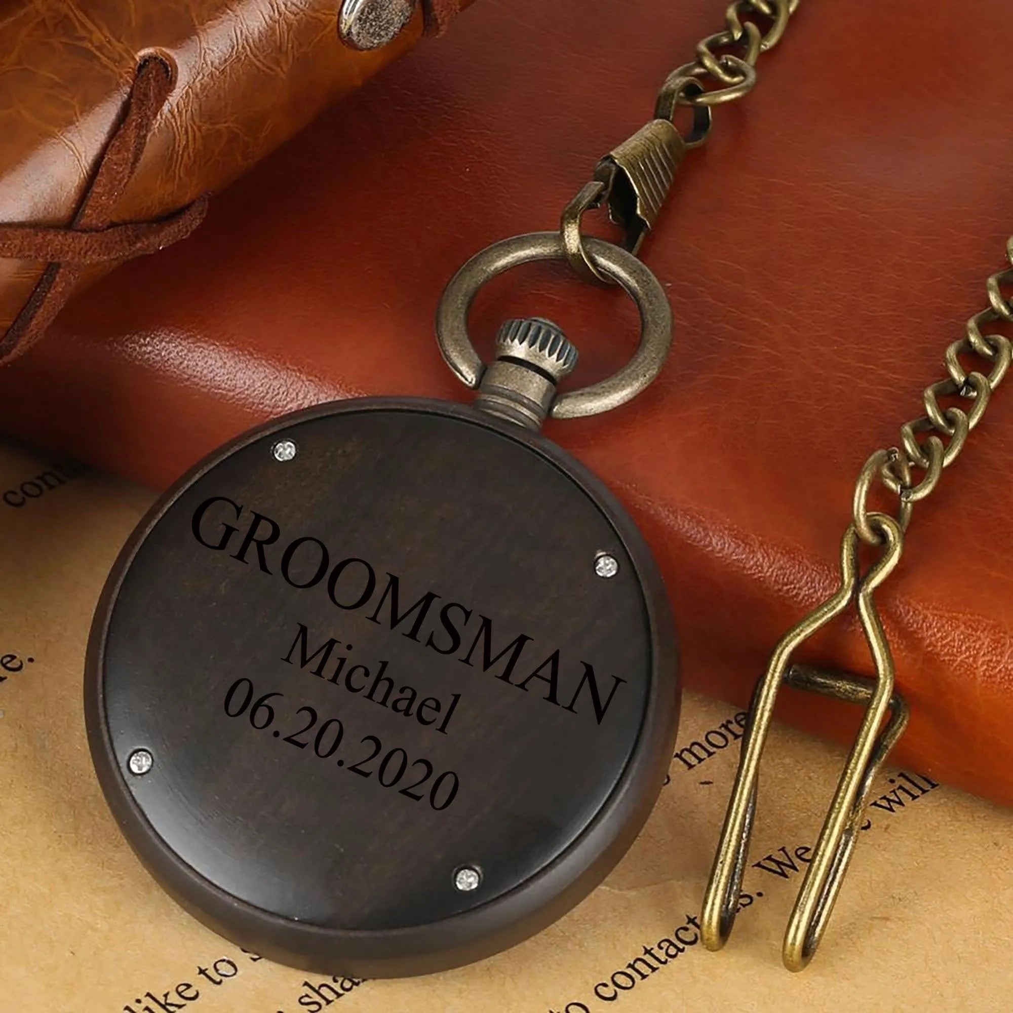 Men's Groomsmen Set of 9 Wooden Pocket Watch | Valor