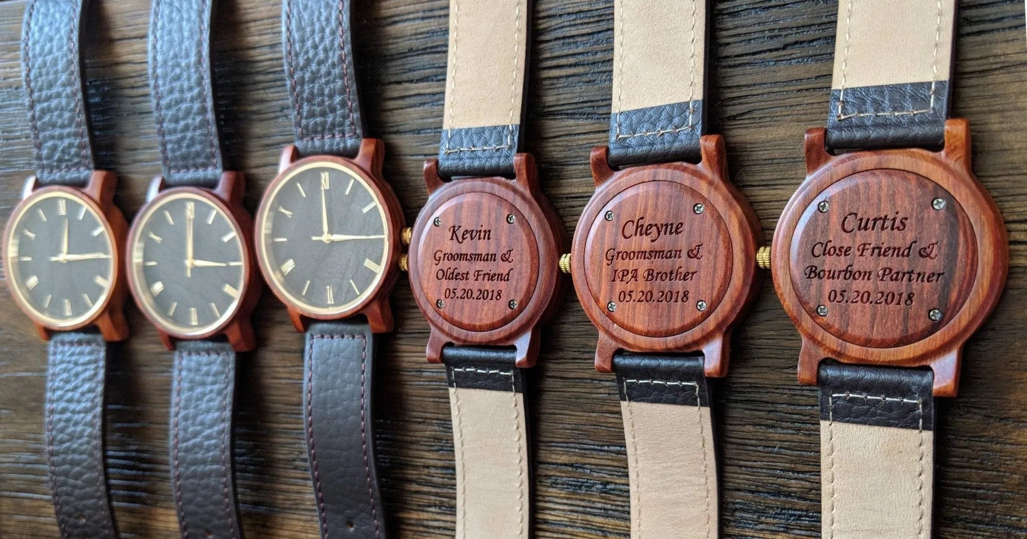 Groomsmen Set Of 9 Wooden Men's Watches Red Arce