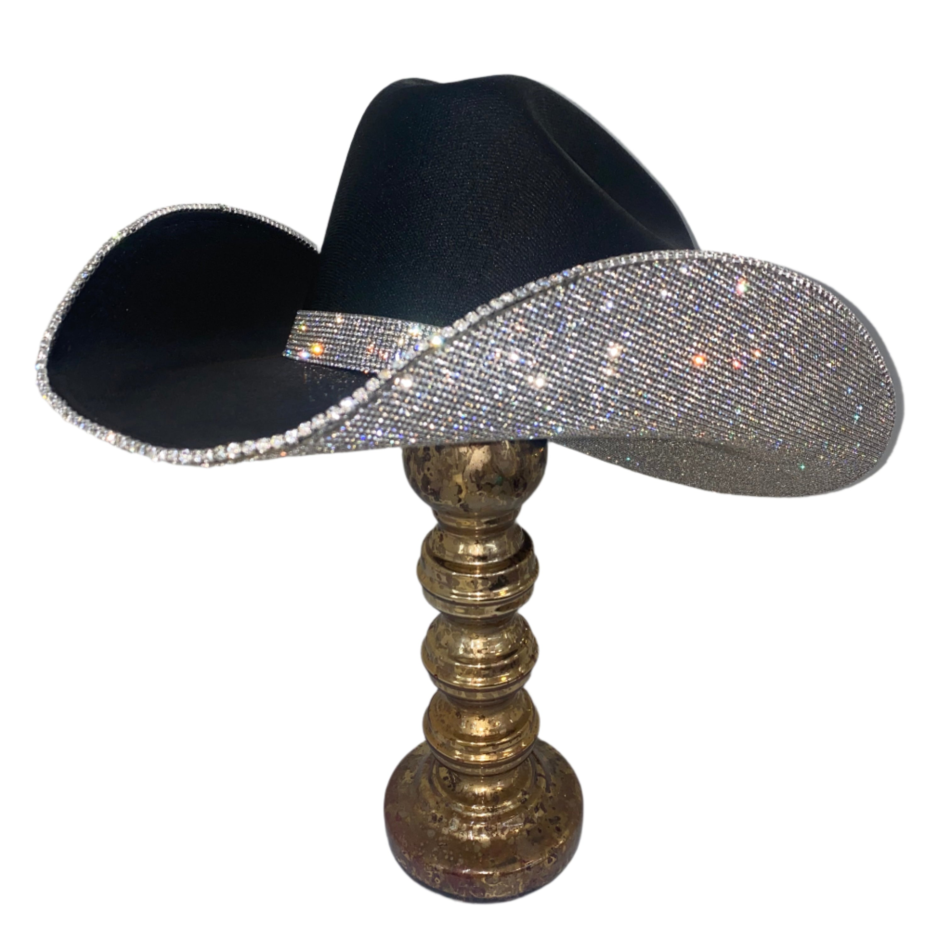 Square Shaped Black & Crystal Hat