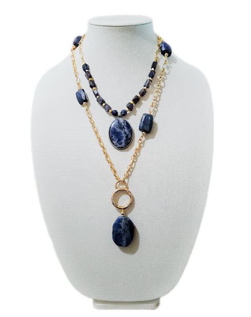 Iolite and Sodalite Layer Necklace Set