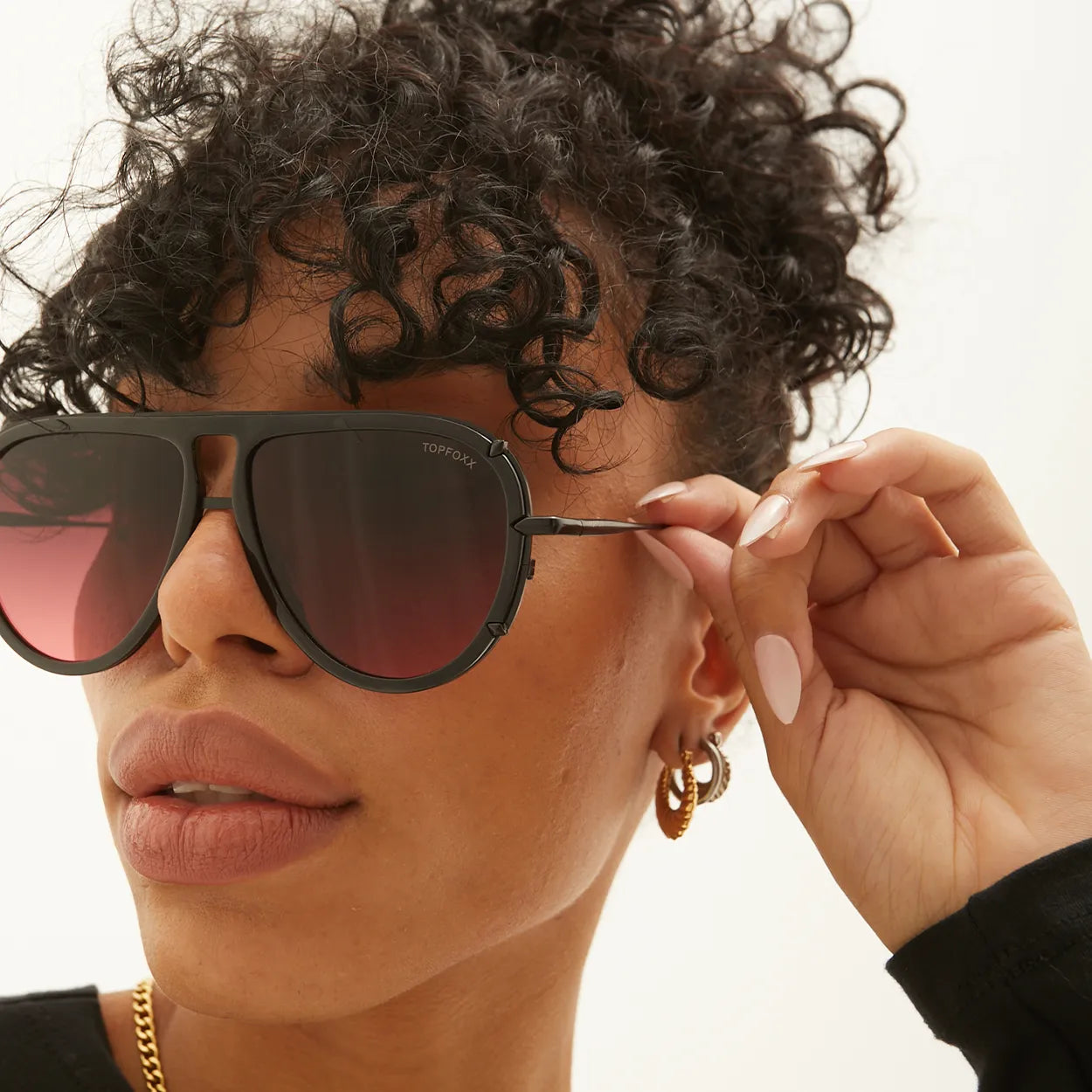 Ivy Luxe - Ruby Tangle-Free Round Aviator Sunglasses