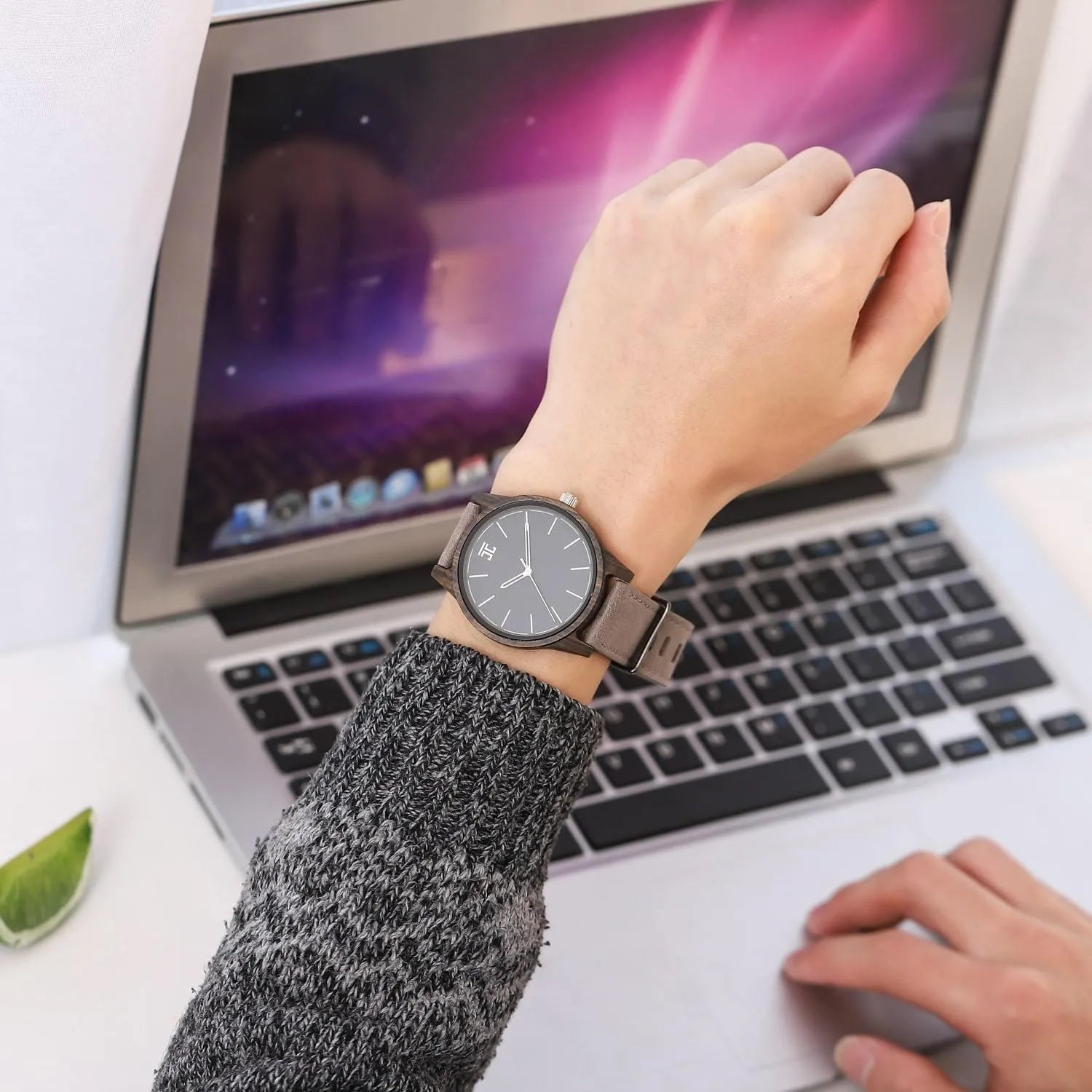 Atlantic Men's Watch | Dark Sandalwood w/ Blue Face
