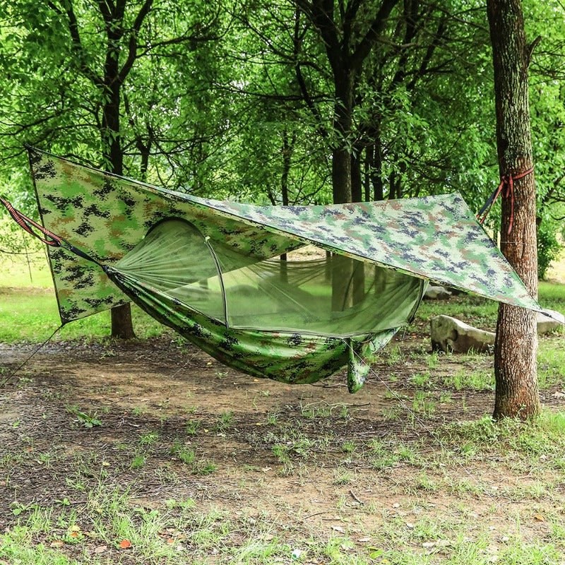 Portable Double Hammock with Net, Rain Fly, and Tree Strap