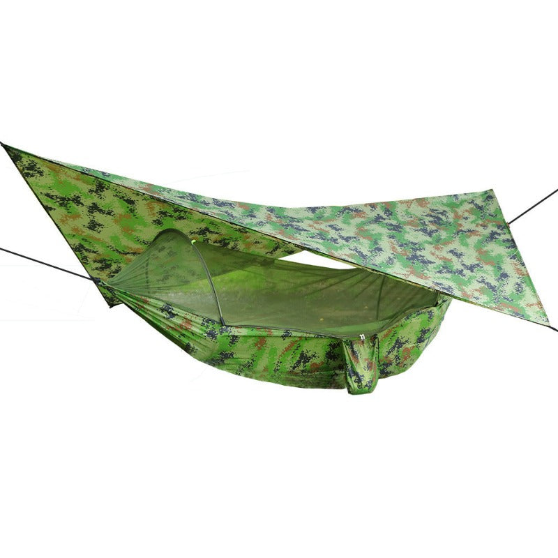 Portable Double Hammock with Net, Rain Fly, and Tree Strap