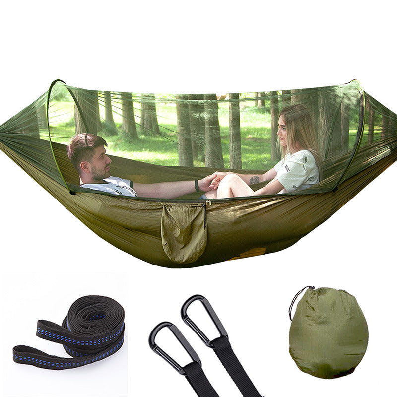 Portable Double Hammock with Net, Rain Fly, and Tree Strap