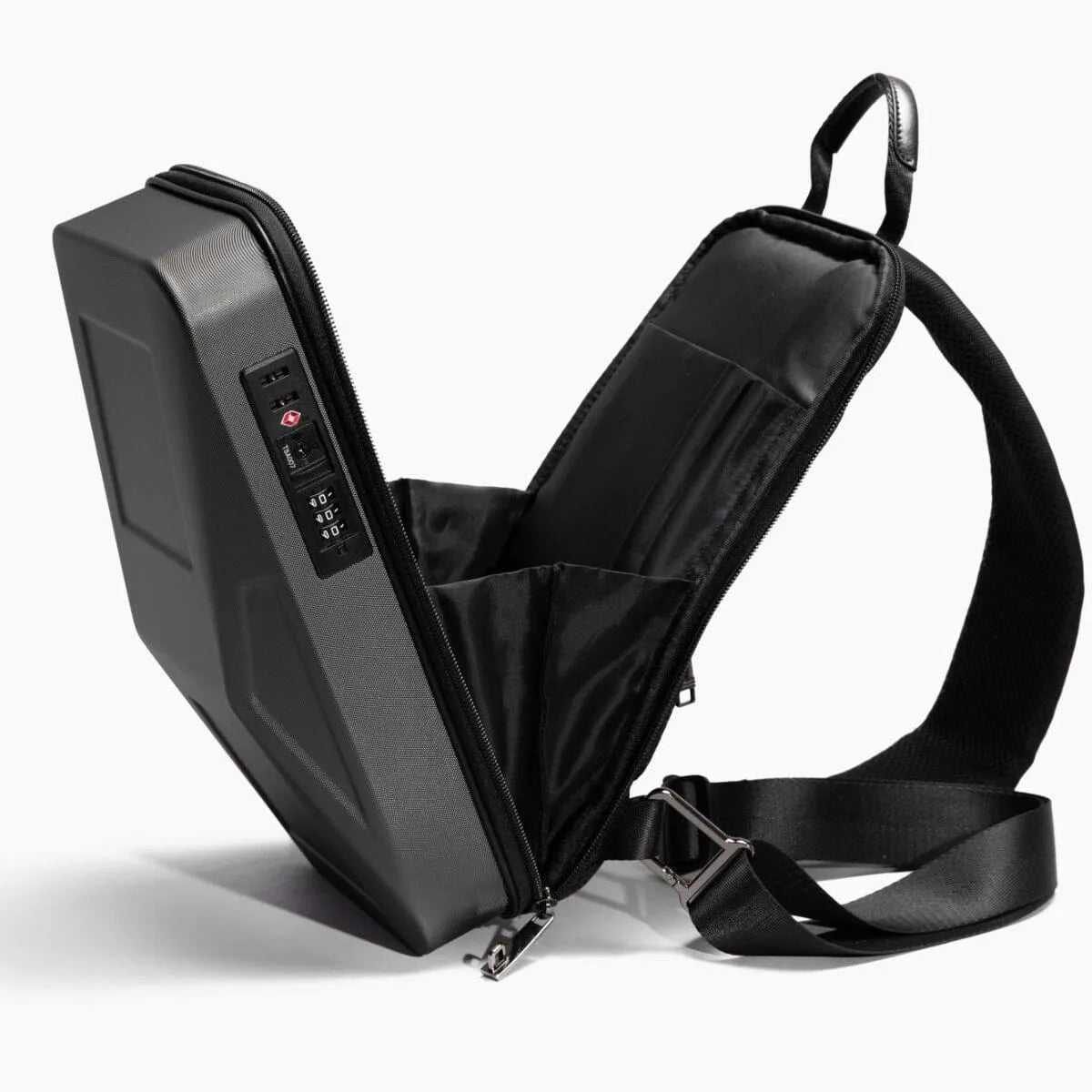Cyber Sling: Tesla Cybertruck-inspired (7l, Usb Port, Crossbody, Tsa Lock, Messenger Bag)