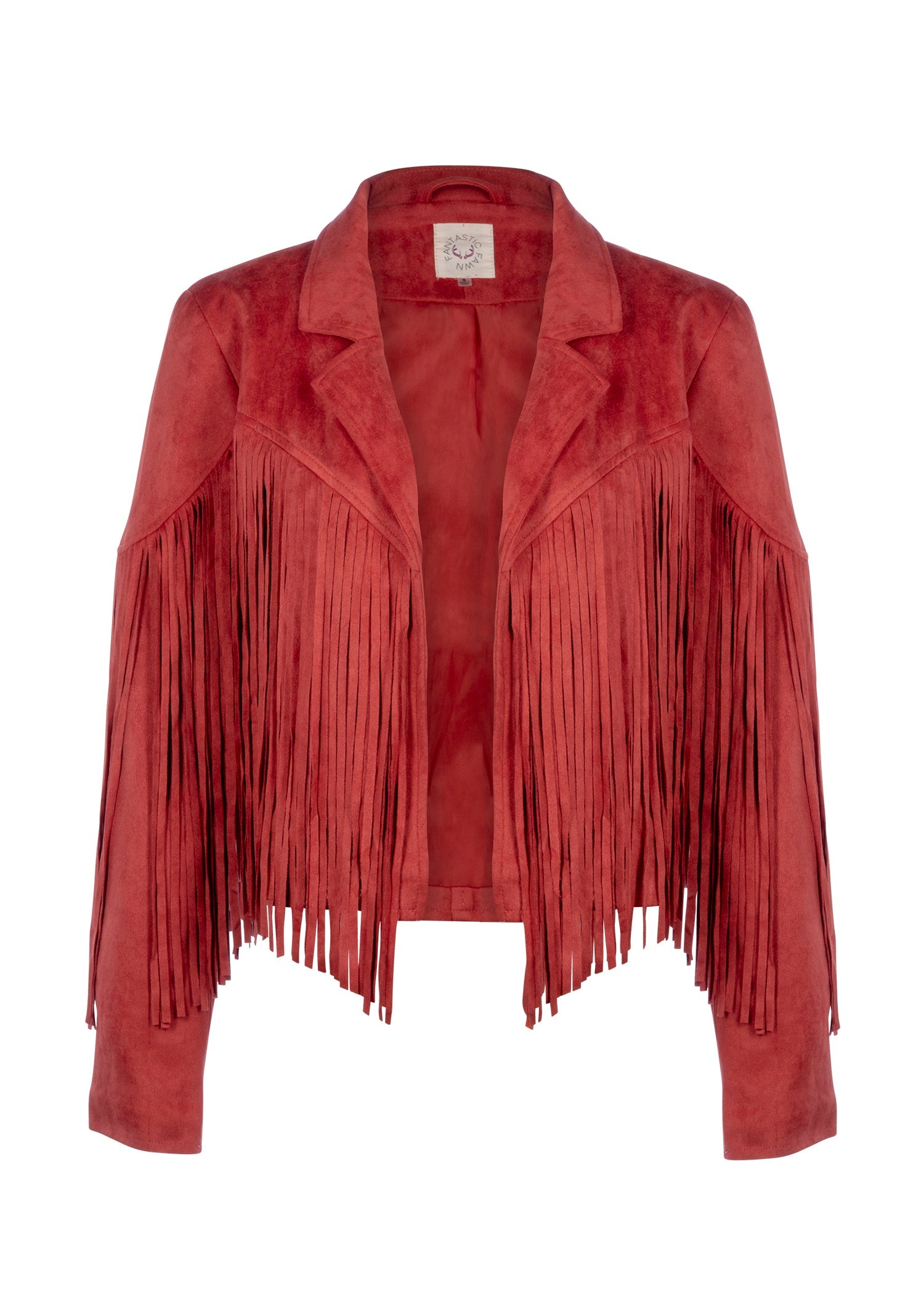 Little Red Corvette Vegan Suede Fringe Jacket