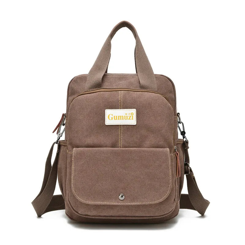 Leisure Canvas Shoulder Bag Wearproof Multi-functional Backpack