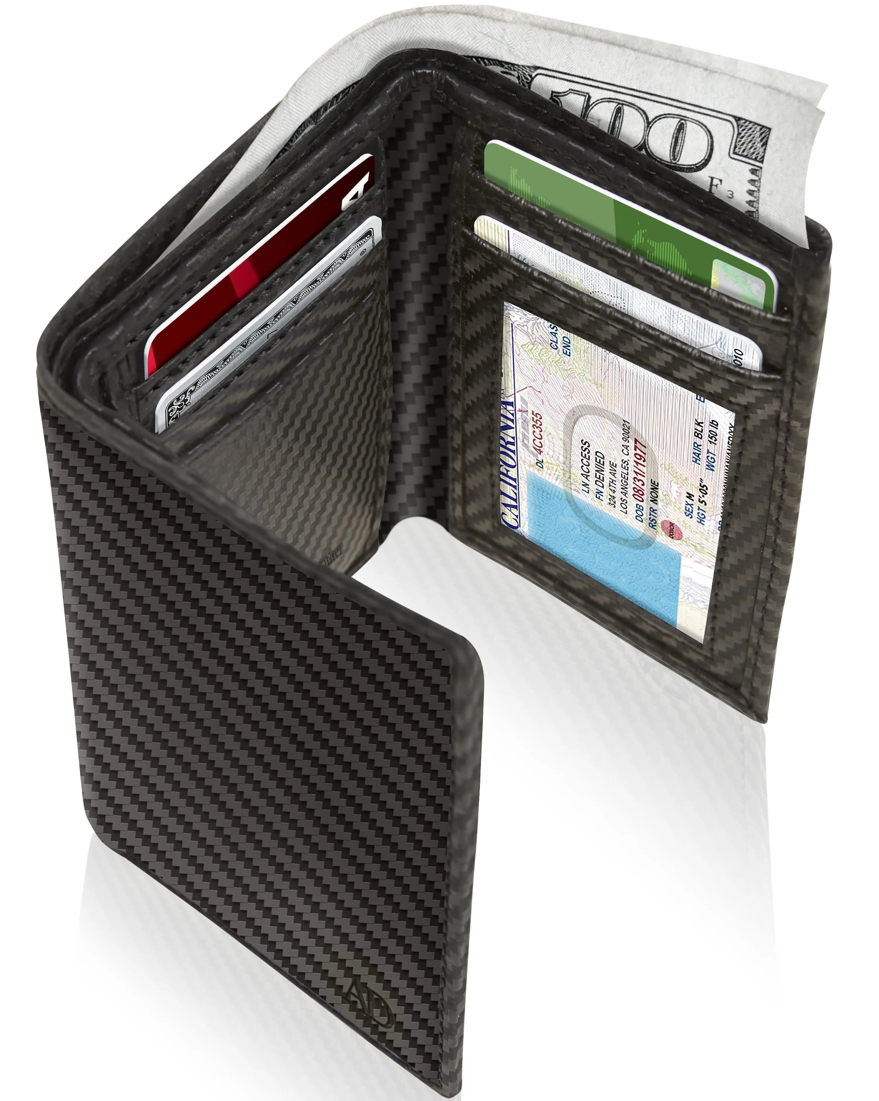 Leather Trifold Wallet with ID Window