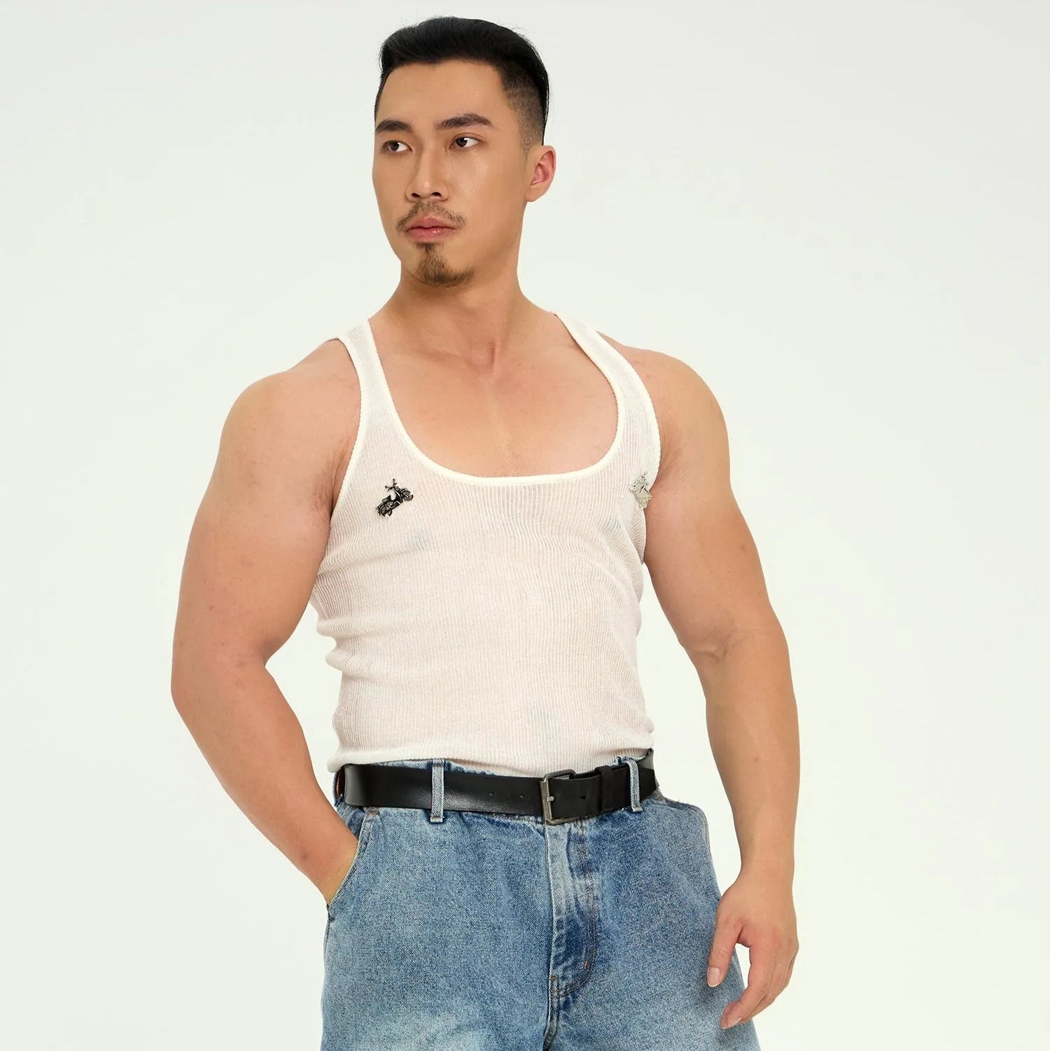 Saigonagram Sheer Rib Knit Tank Top