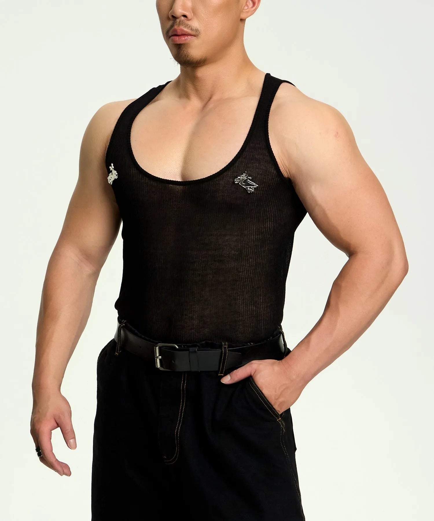 Saigonagram Sheer Rib Knit Tank Top