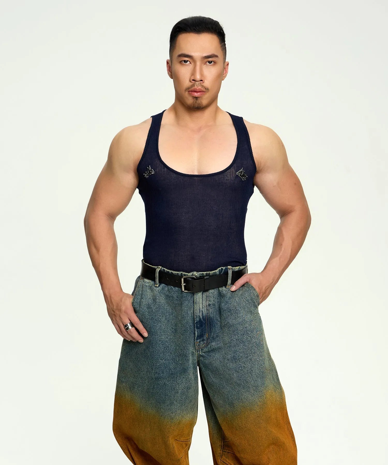 Saigonagram Sheer Rib Knit Tank Top