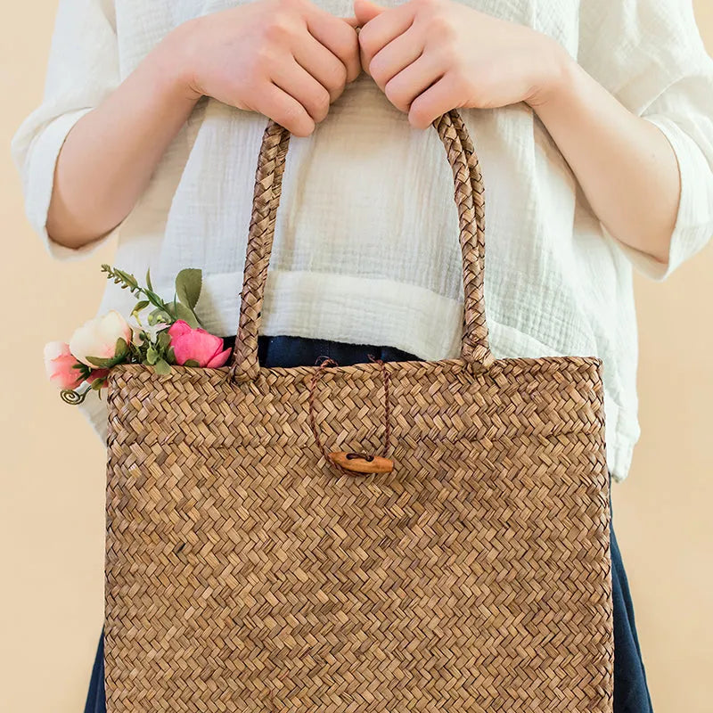 Handmade Rattan Storage Bags with Button
