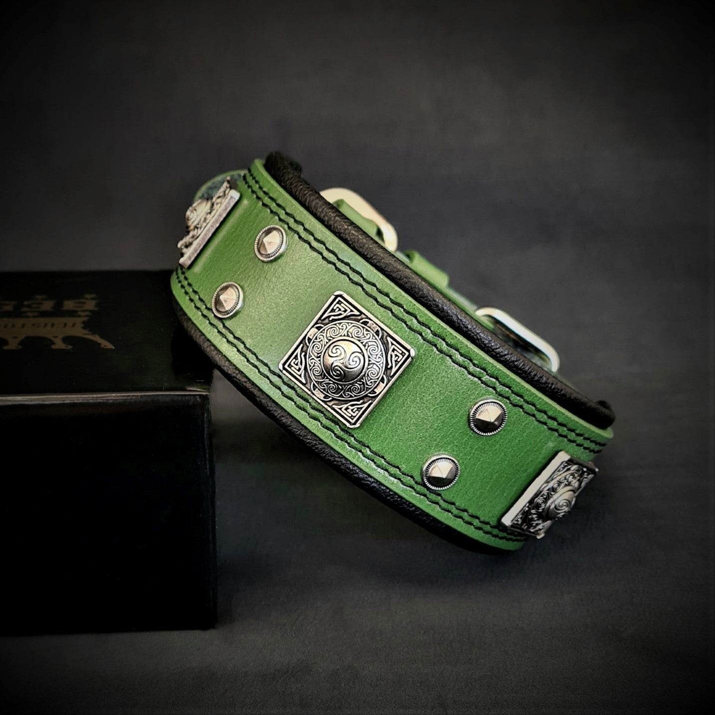The "Eros" Dog Collar 2-inch Wide. Green