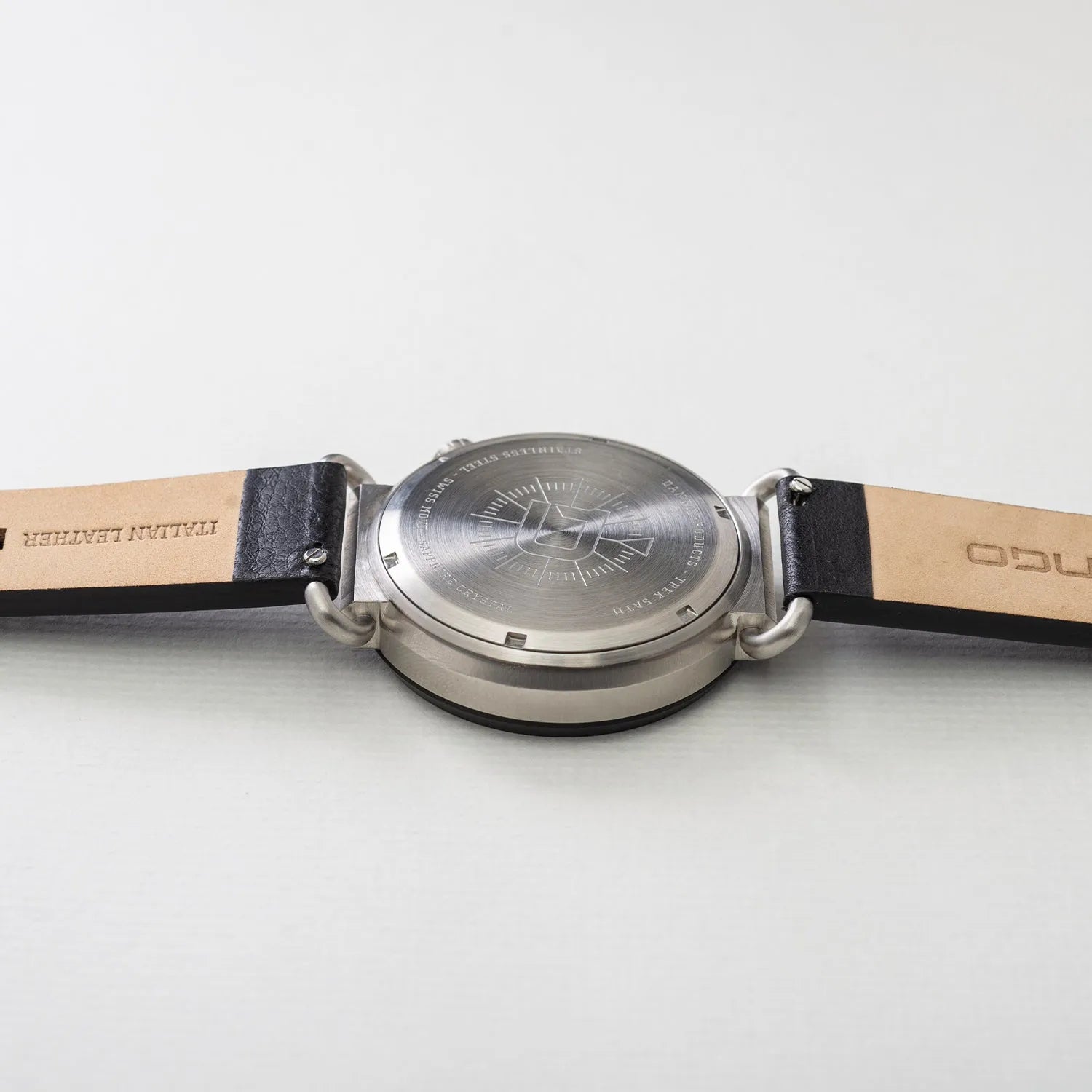 TK-01 - TREK Men's WATCH WITH ITALIAN LEATHER STRAP - JET BLACK