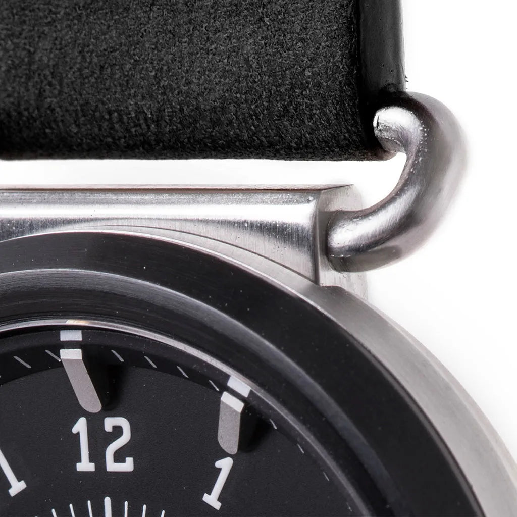 TK-01 - TREK Men's WATCH WITH ITALIAN LEATHER STRAP - JET BLACK